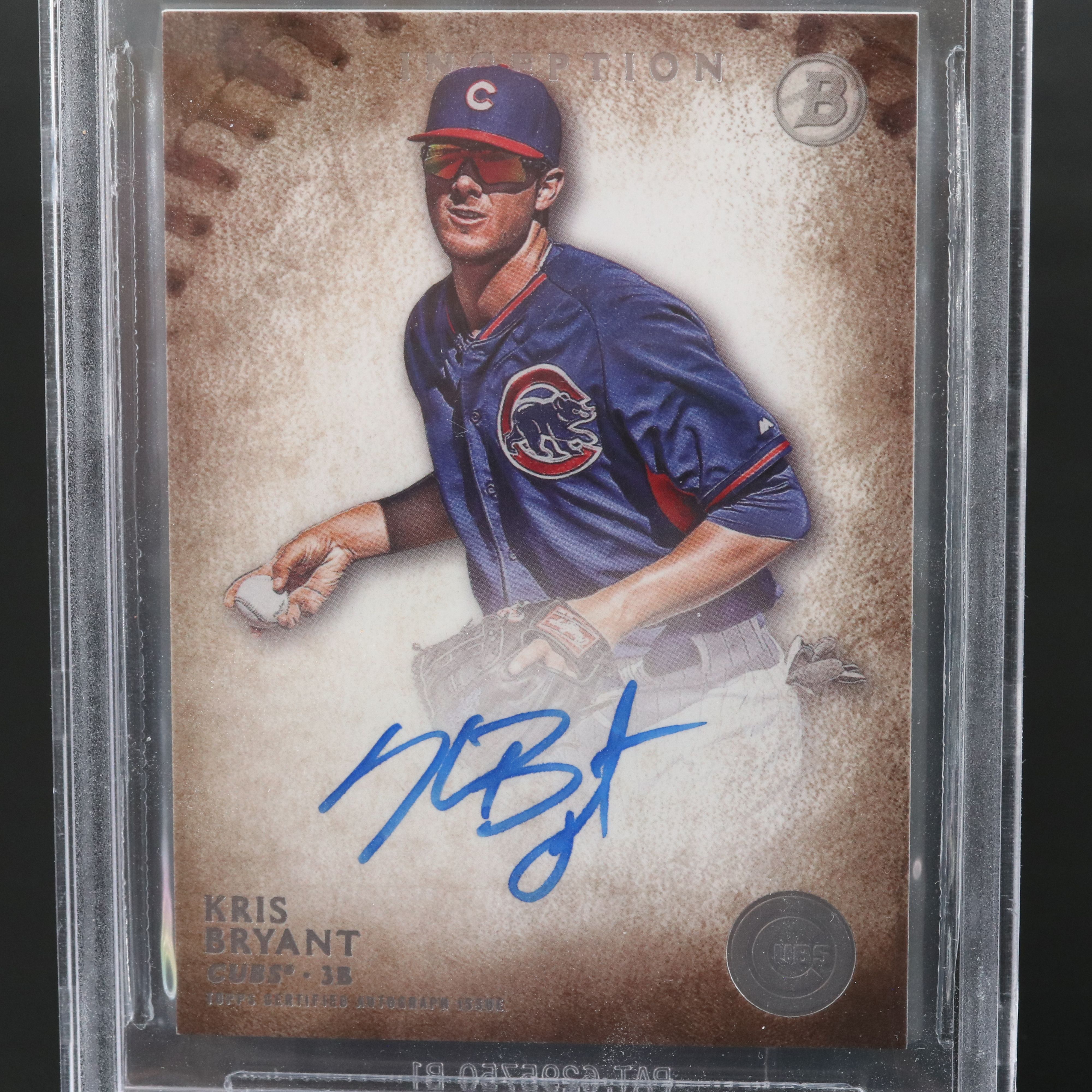 2015 Bowman Inception Kris Bryant Signed Baseball Card Graded BGS 9