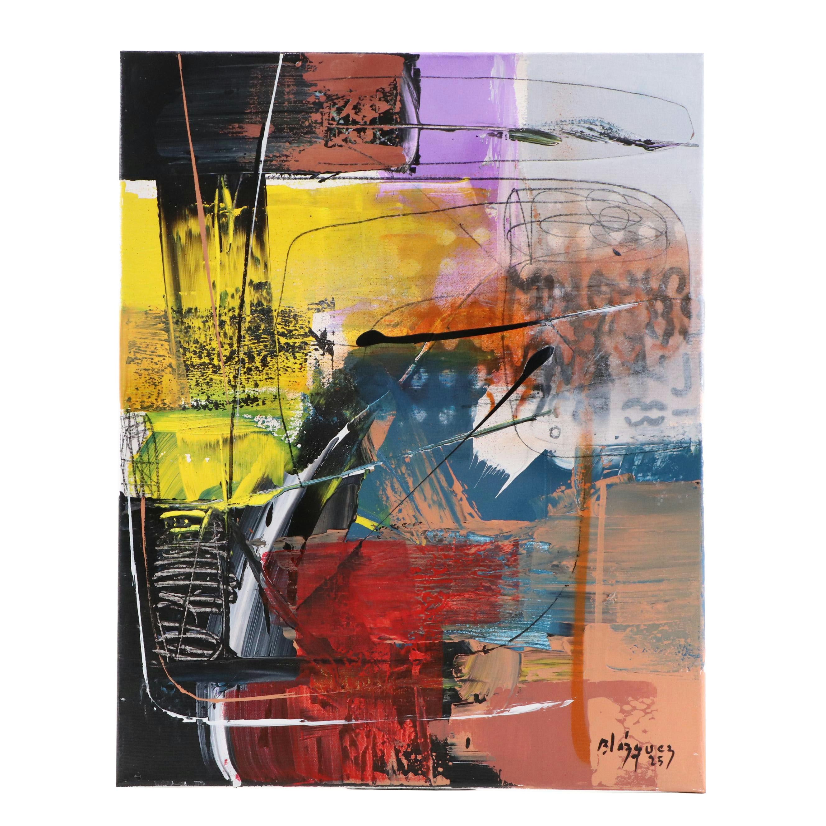 Michel Blázquez Abstract Acrylic Painting "Untitled," 2025