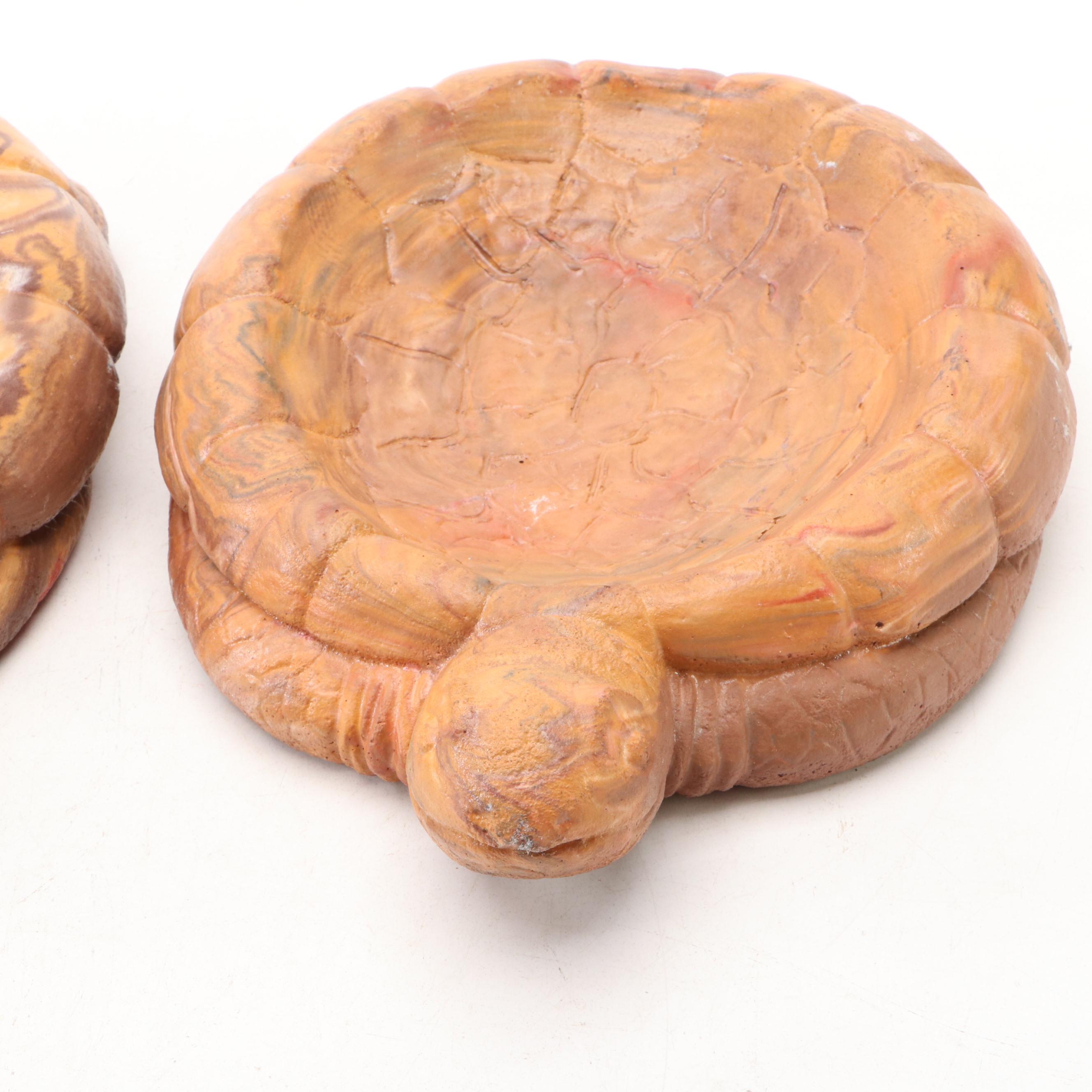 Kirk Bird Marbled Ceramic Tortoise Ashtrays