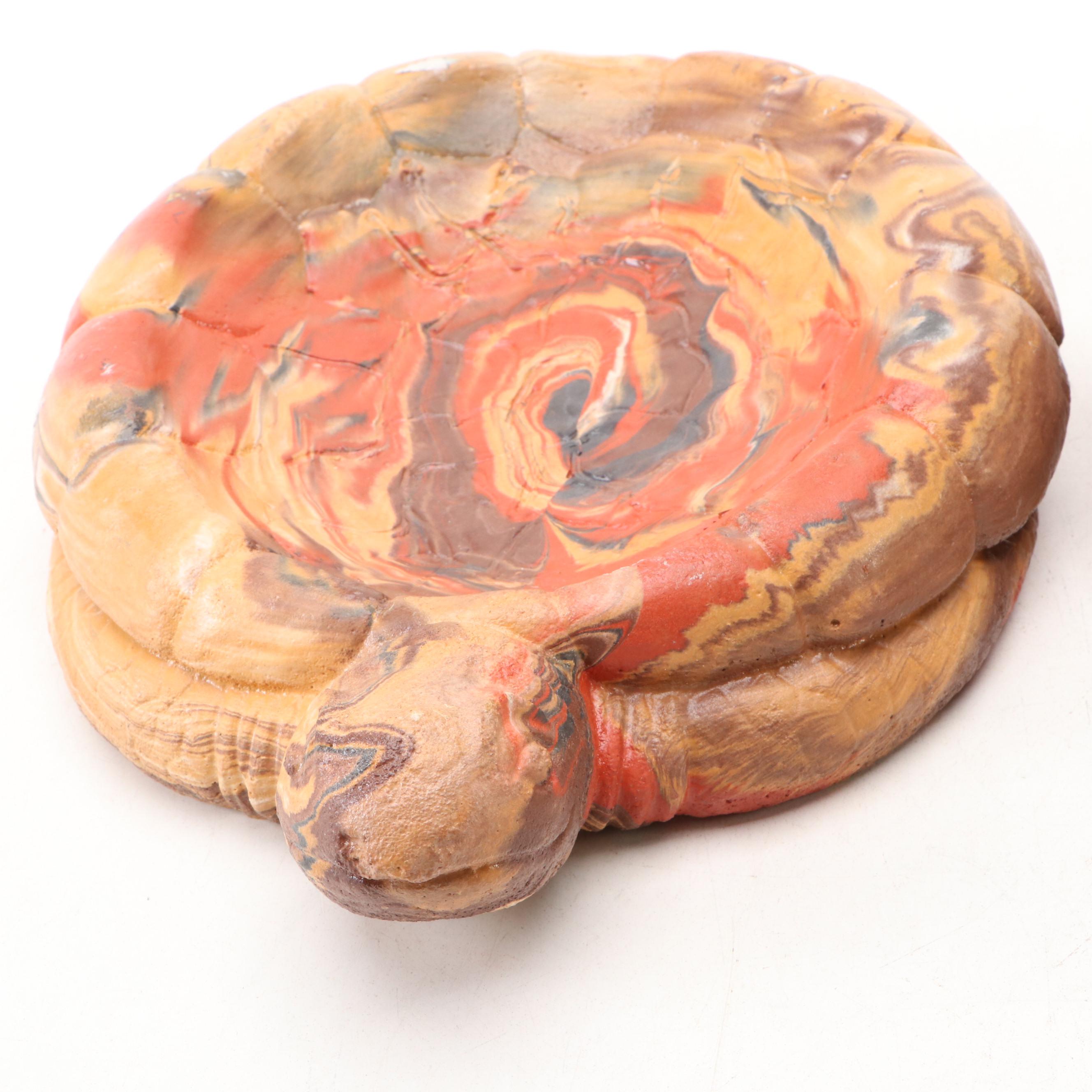 Kirk Bird Marbled Ceramic Tortoise Ashtrays