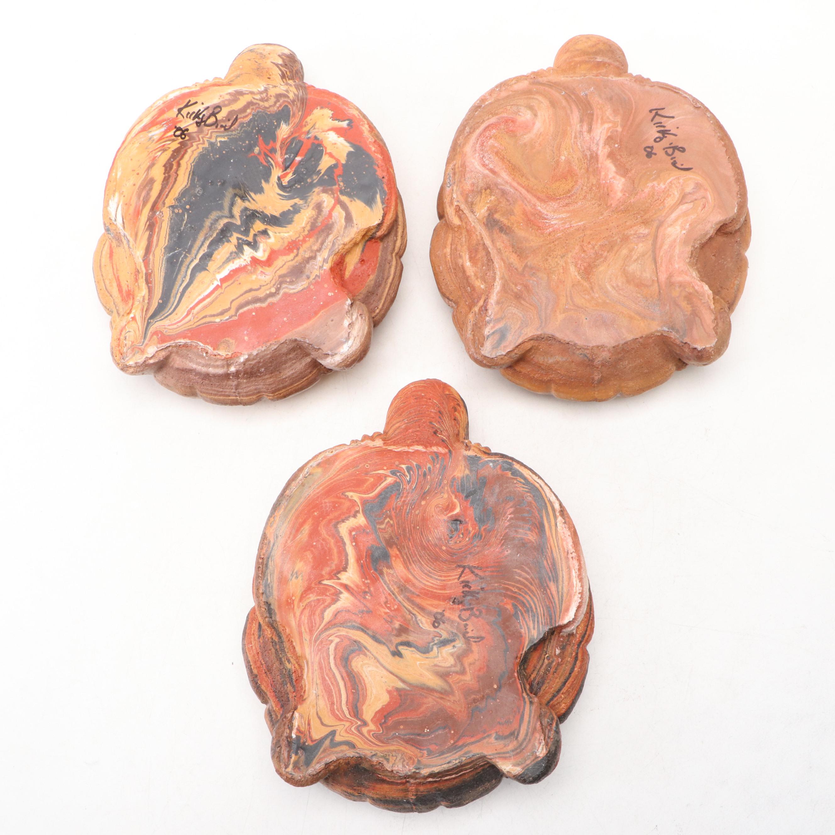 Kirk Bird Marbled Ceramic Tortoise Ashtrays