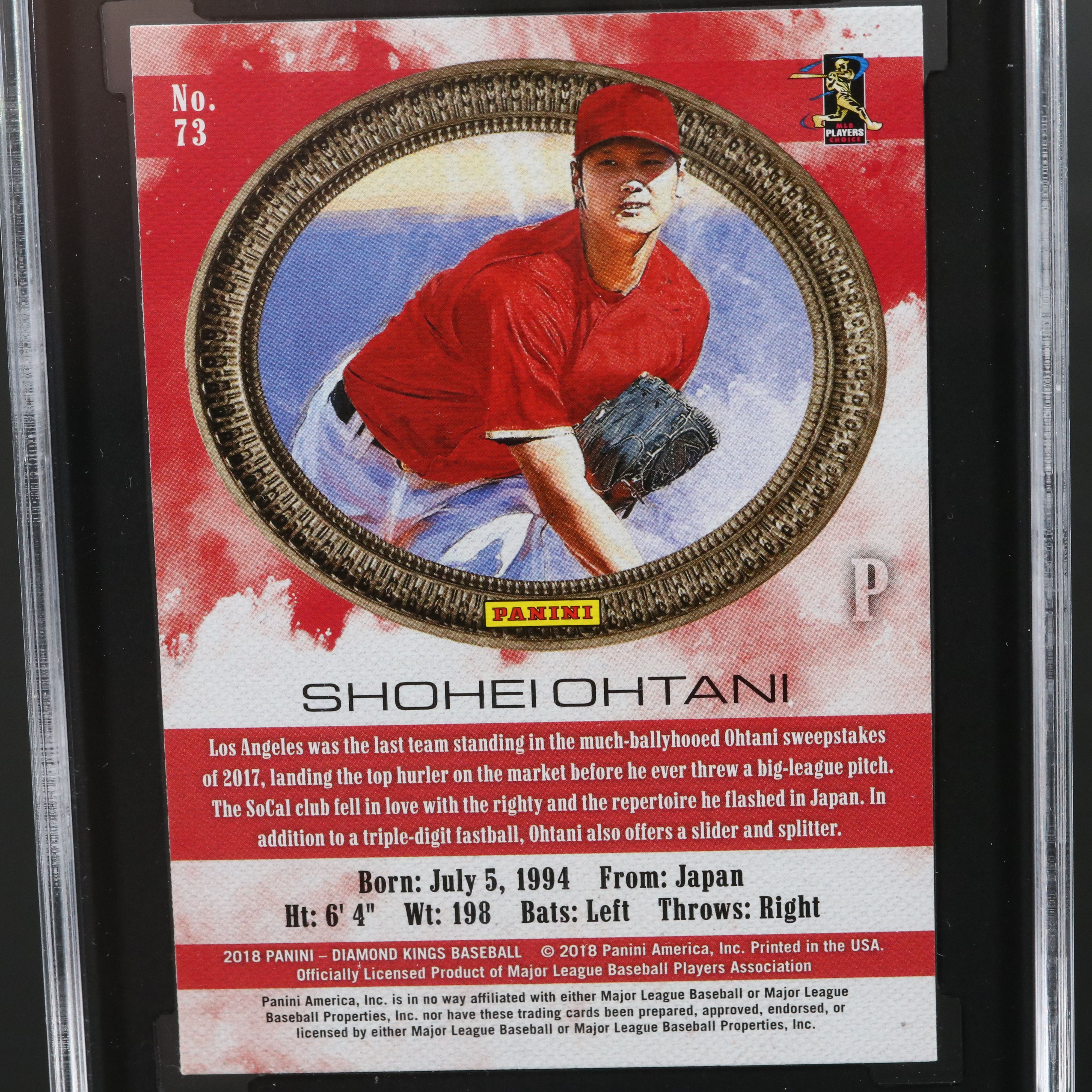 2018 Diamond Kings Shohei Ohtani Rookie Baseball Card Graded SGC 10
