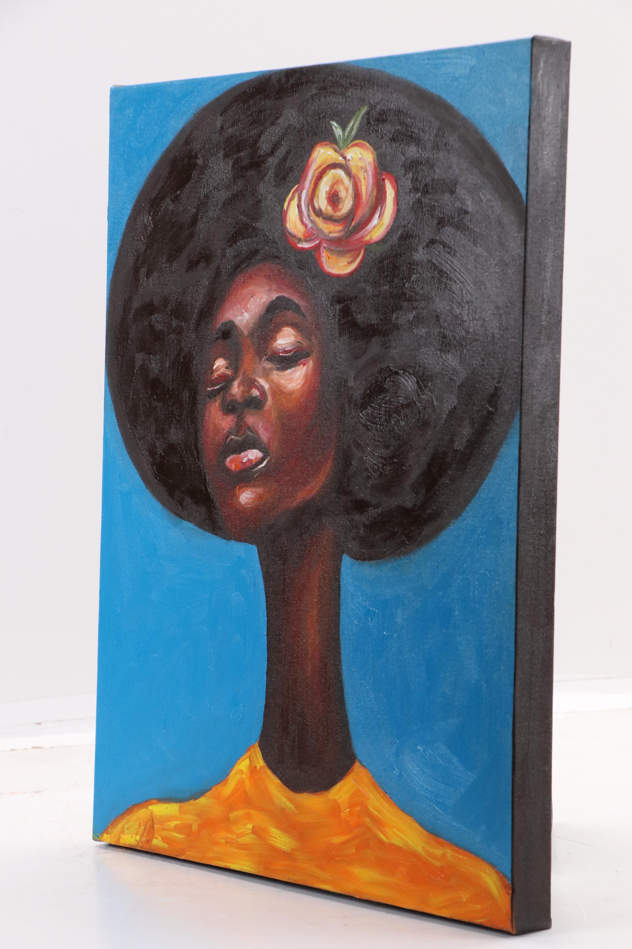 Oluwakemi Omowaire Portrait Oil Painting "Lady Rose," 21st Century