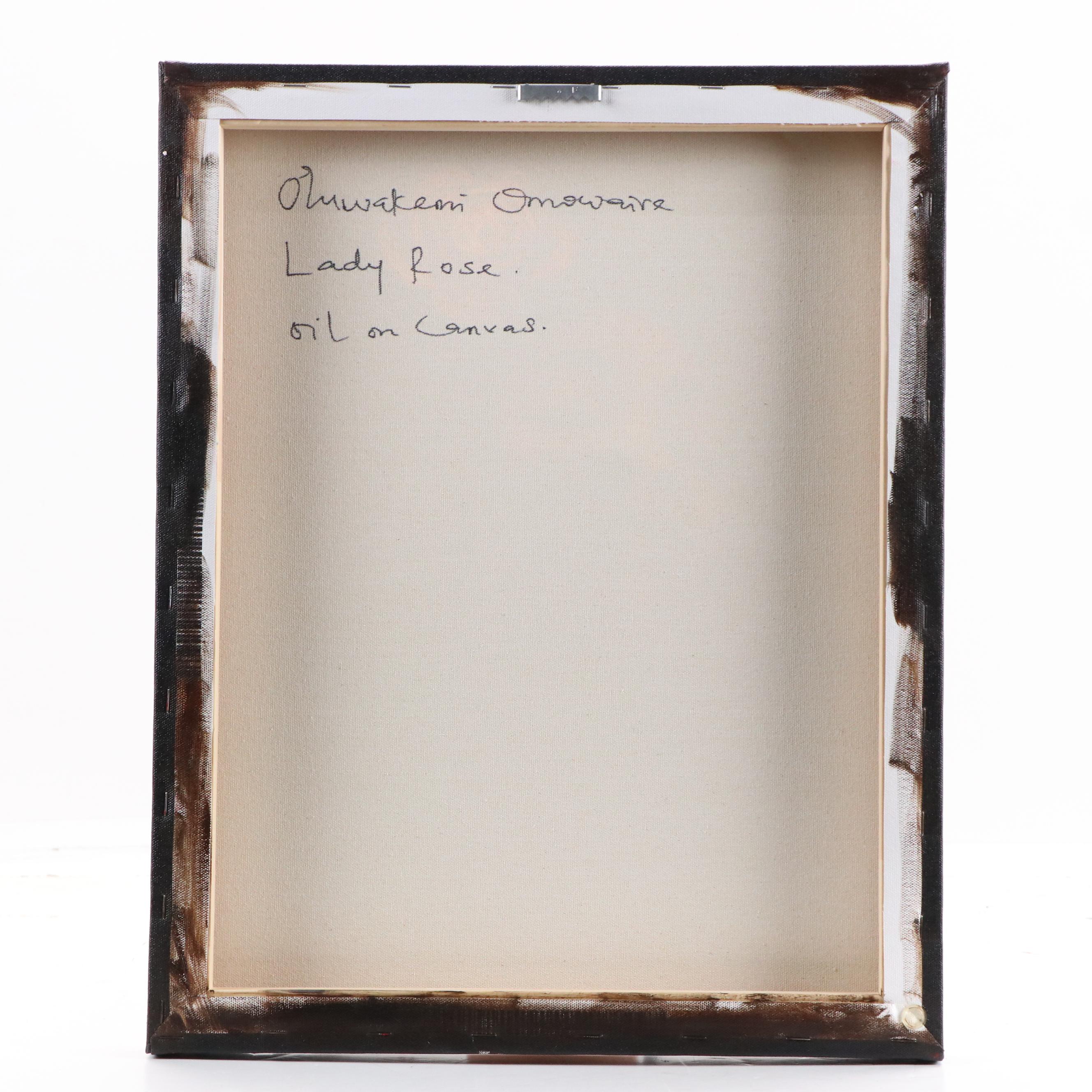 Oluwakemi Omowaire Portrait Oil Painting "Lady Rose," 21st Century