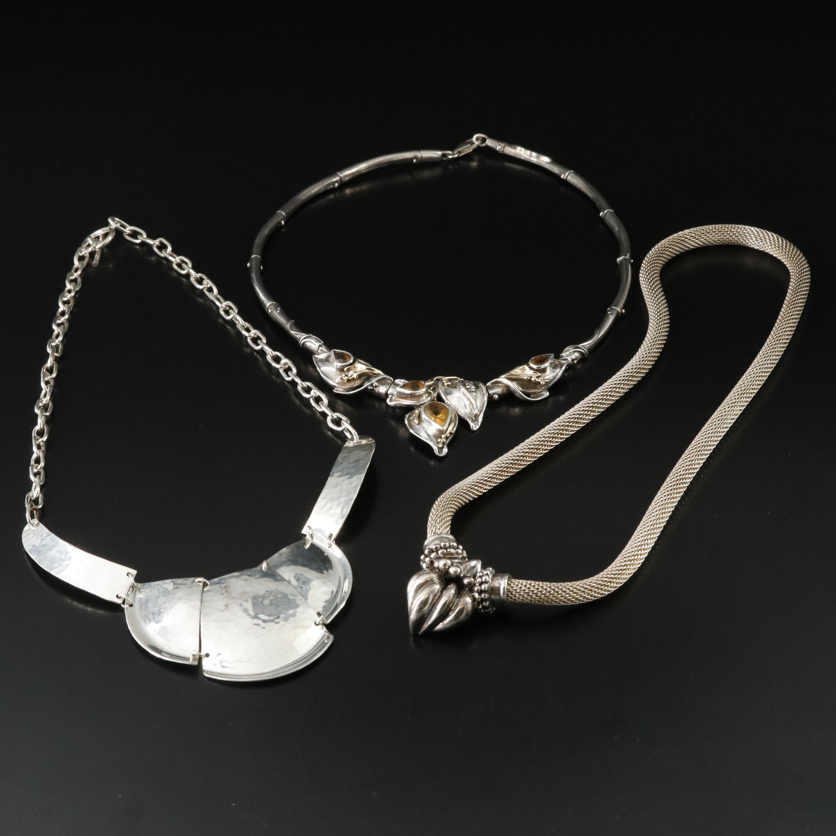 Sterling Assorted Necklaces with 14K and Citrine Accents