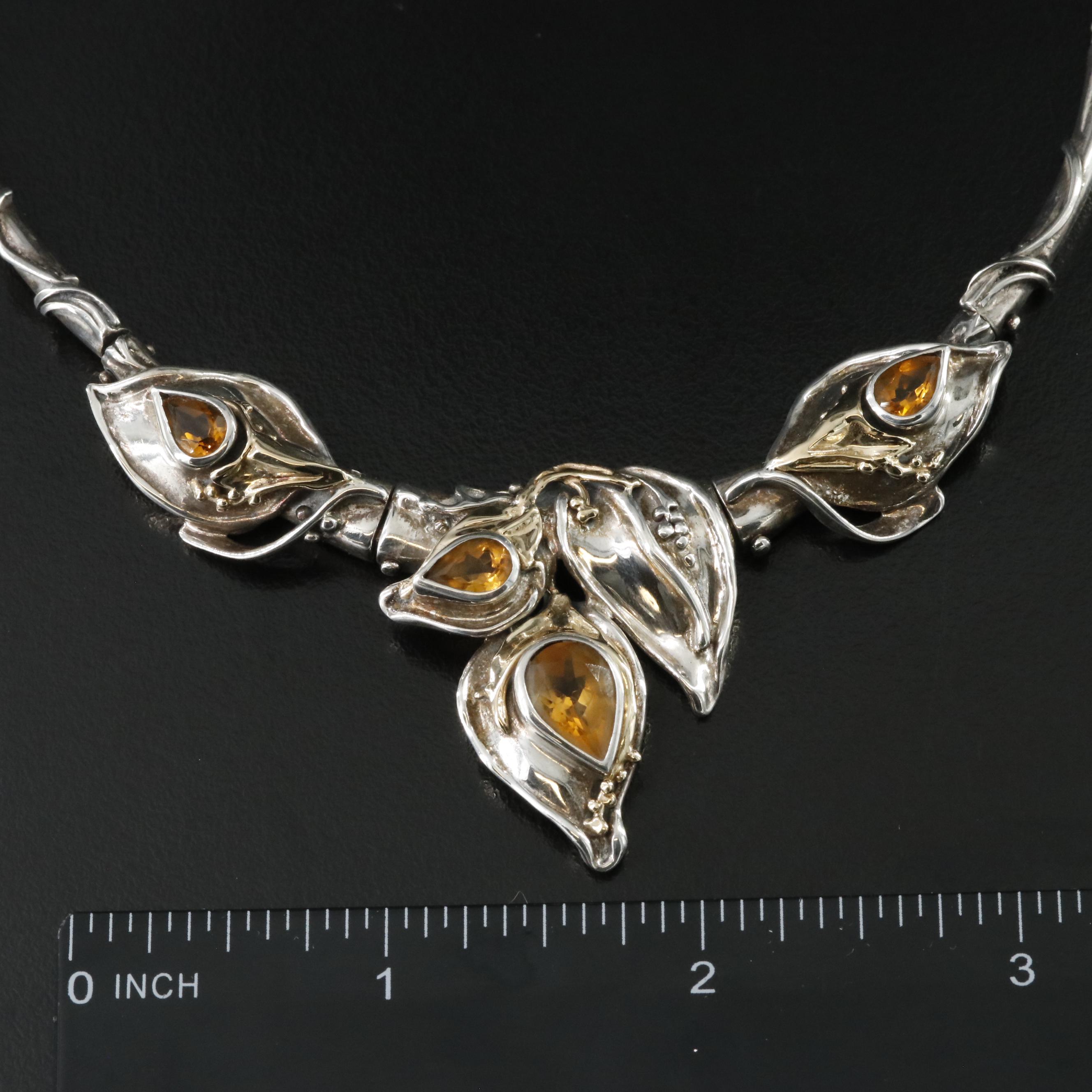 Sterling Assorted Necklaces with 14K and Citrine Accents