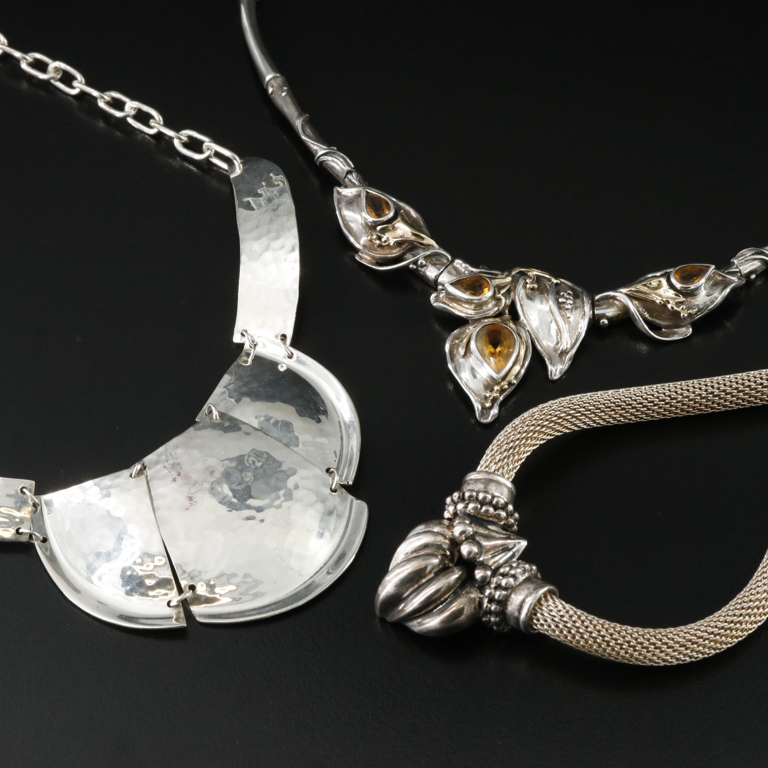 Sterling Assorted Necklaces with 14K and Citrine Accents