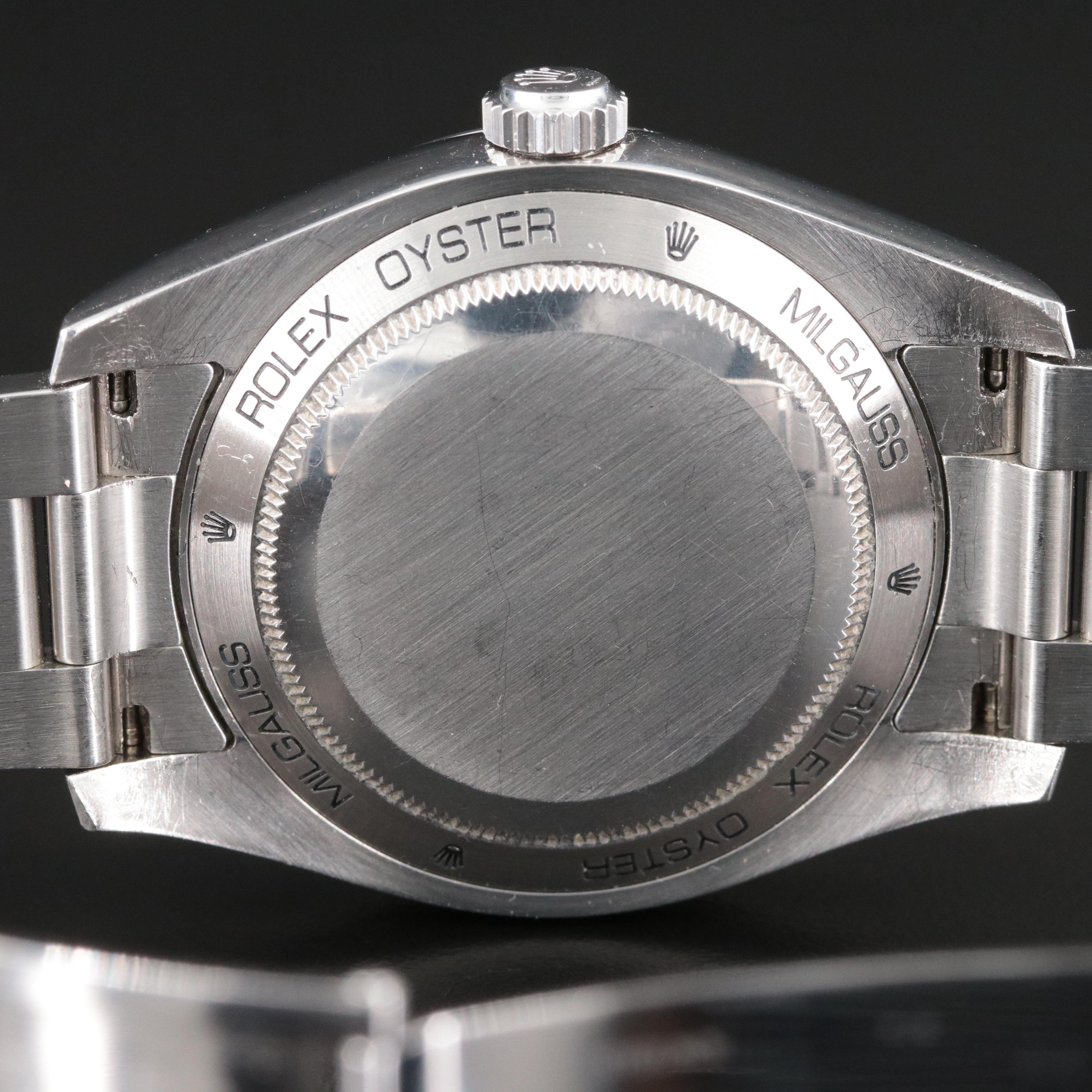 Rolex Milgauss 116400 White Dial Orange Indices and Lightning Bolt Hand Watch