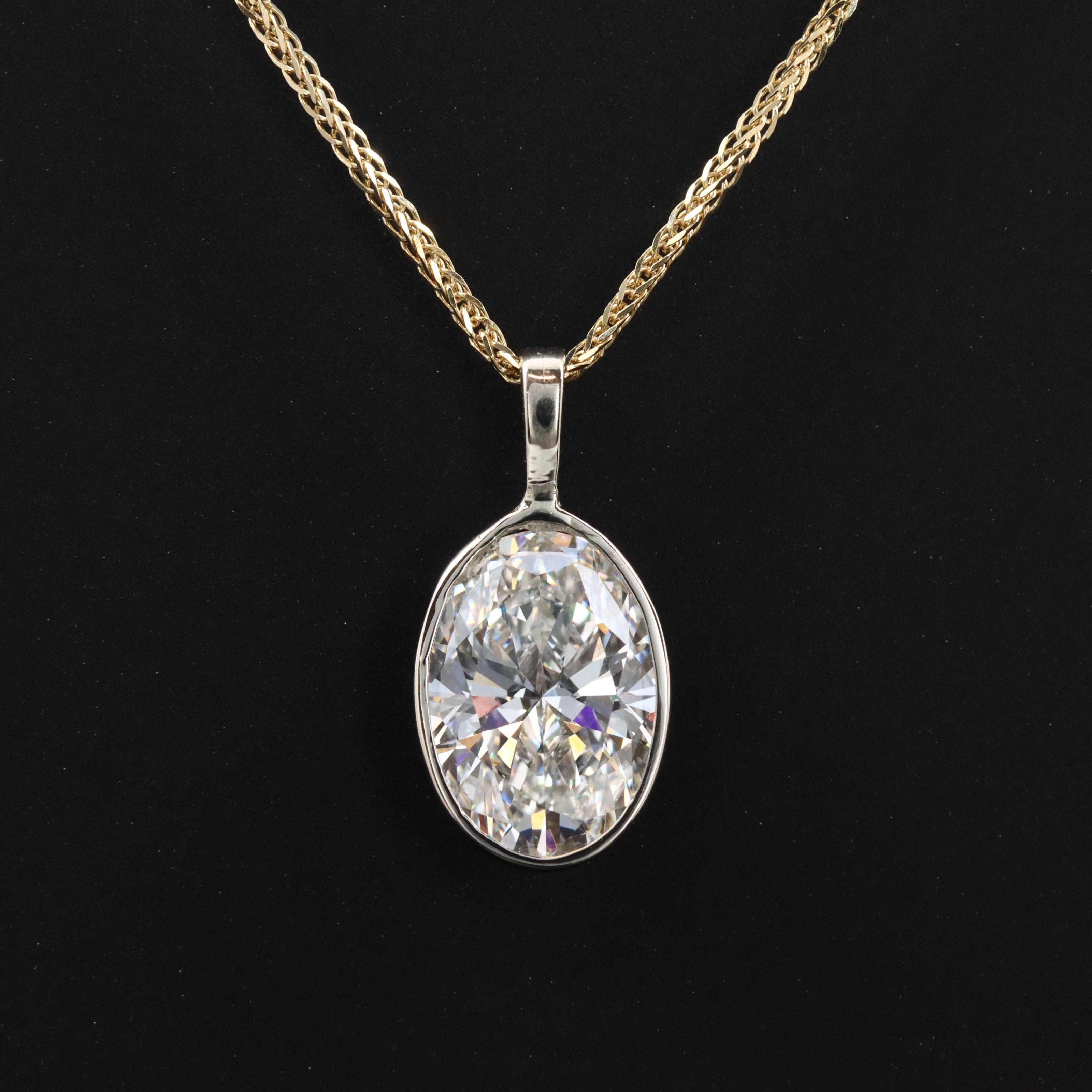 14K Two Tone Gold 3.05 CT Lab Grown Diamond Pendant Necklace with IGI Report