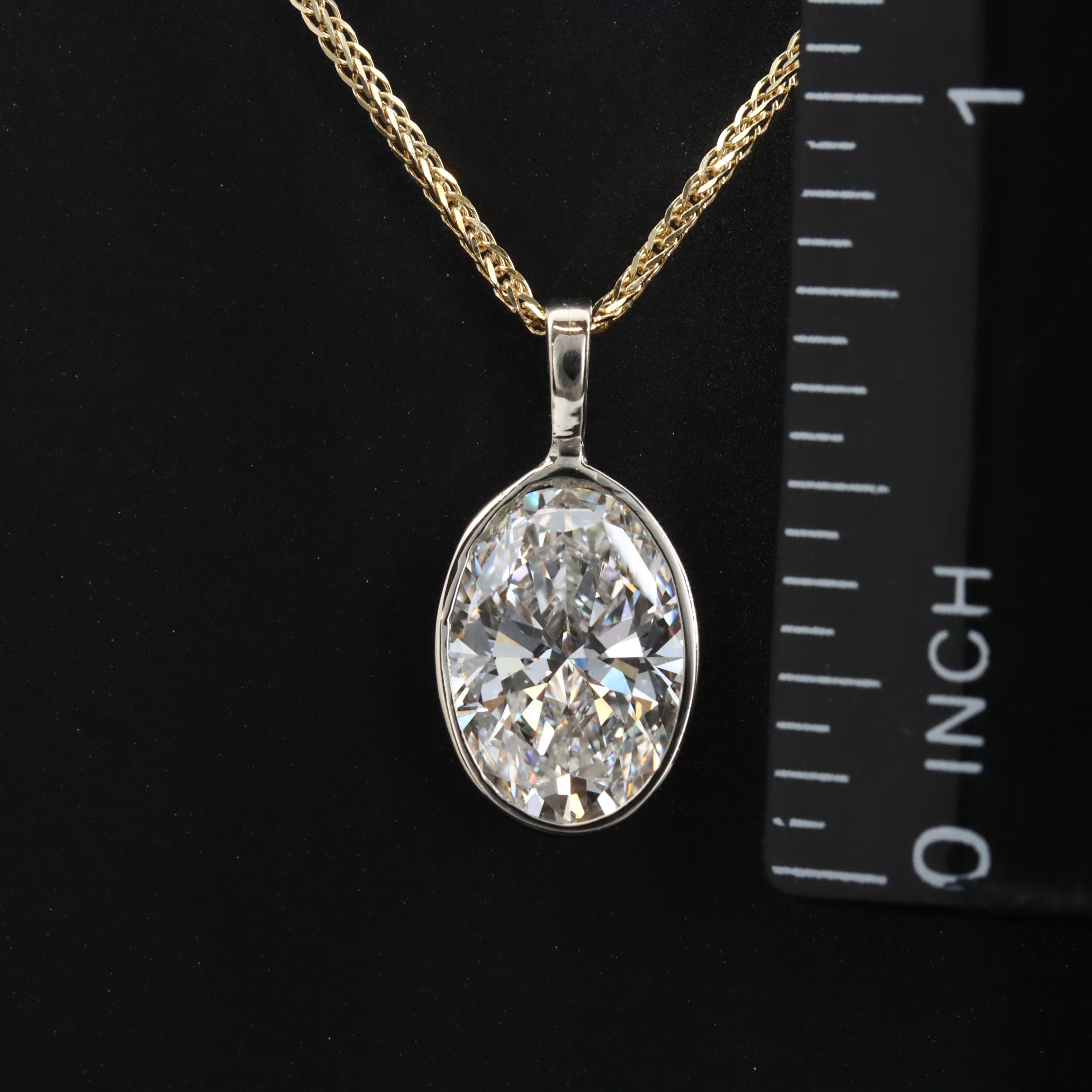 14K Two Tone Gold 3.05 CT Lab Grown Diamond Pendant Necklace with IGI Report