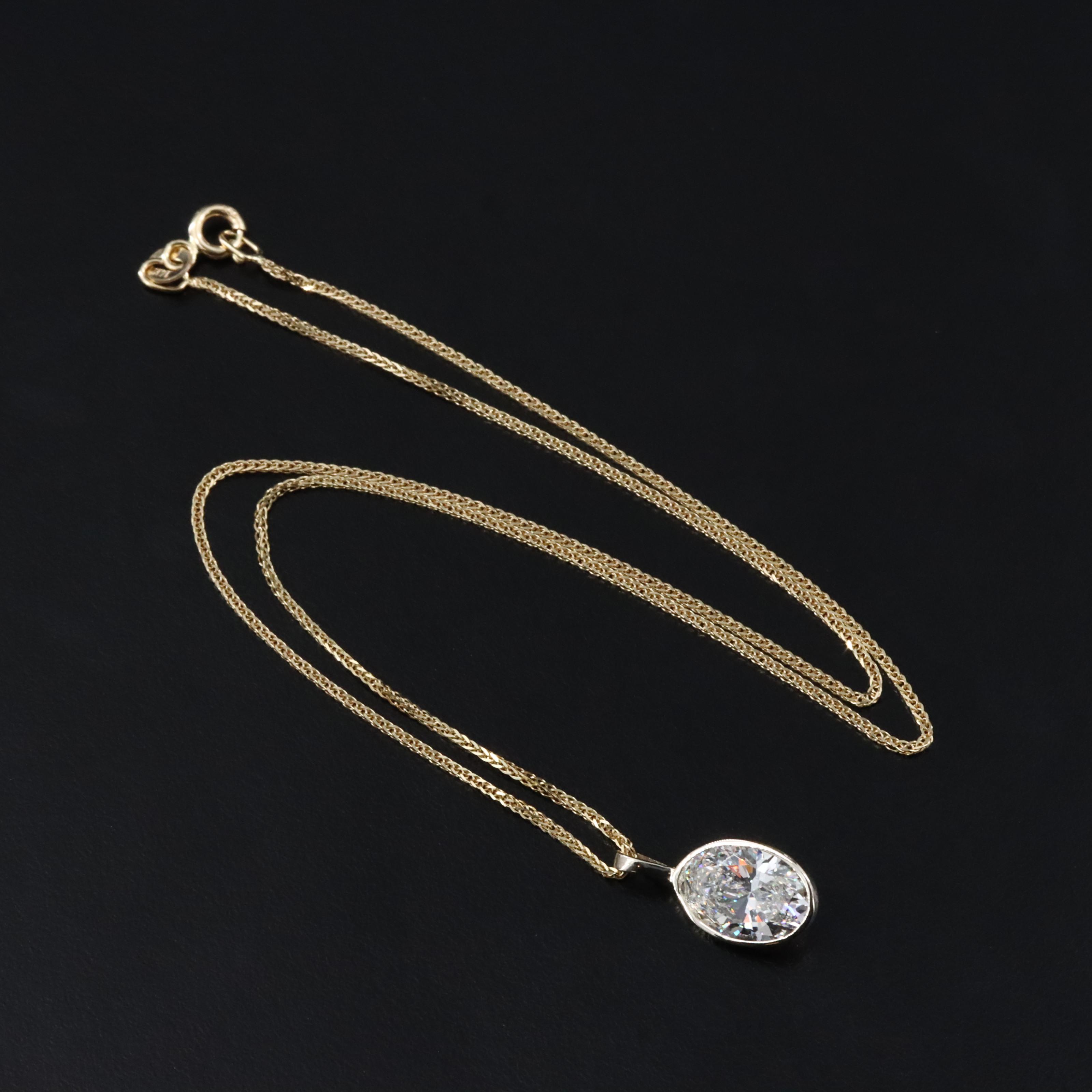 14K Two Tone Gold 3.05 CT Lab Grown Diamond Pendant Necklace with IGI Report