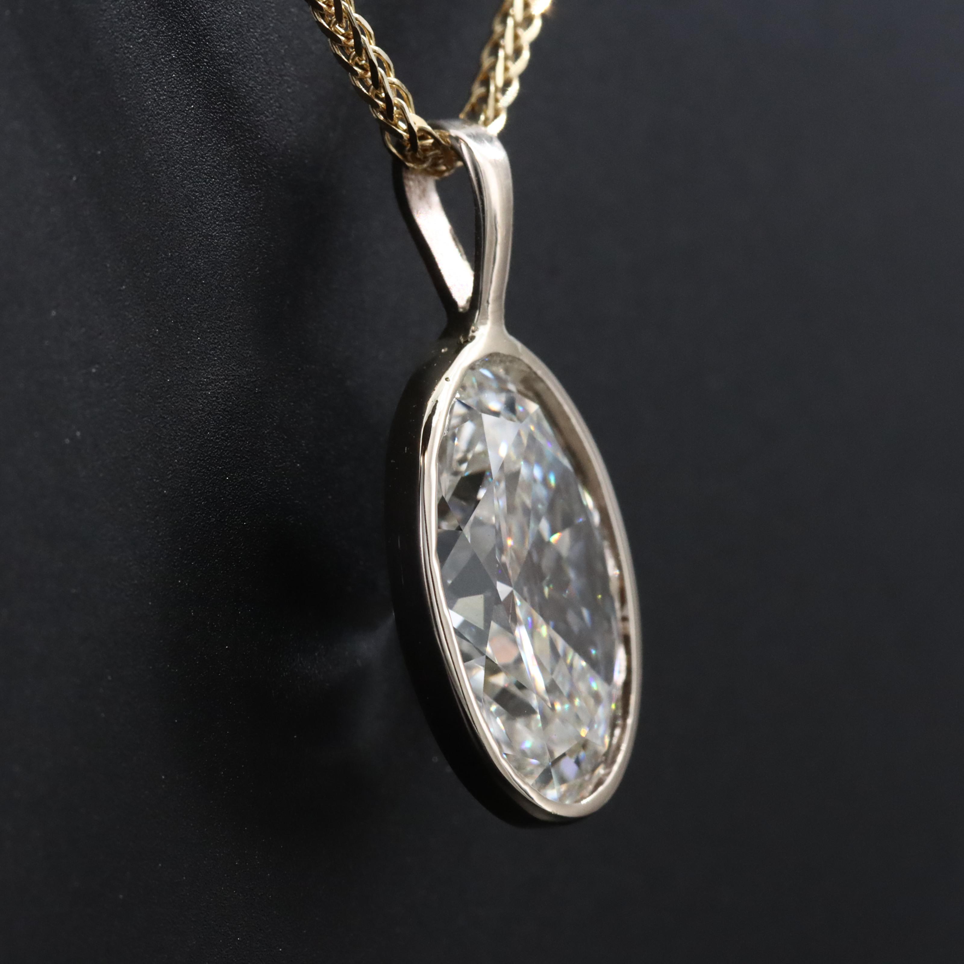 14K Two Tone Gold 3.05 CT Lab Grown Diamond Pendant Necklace with IGI Report