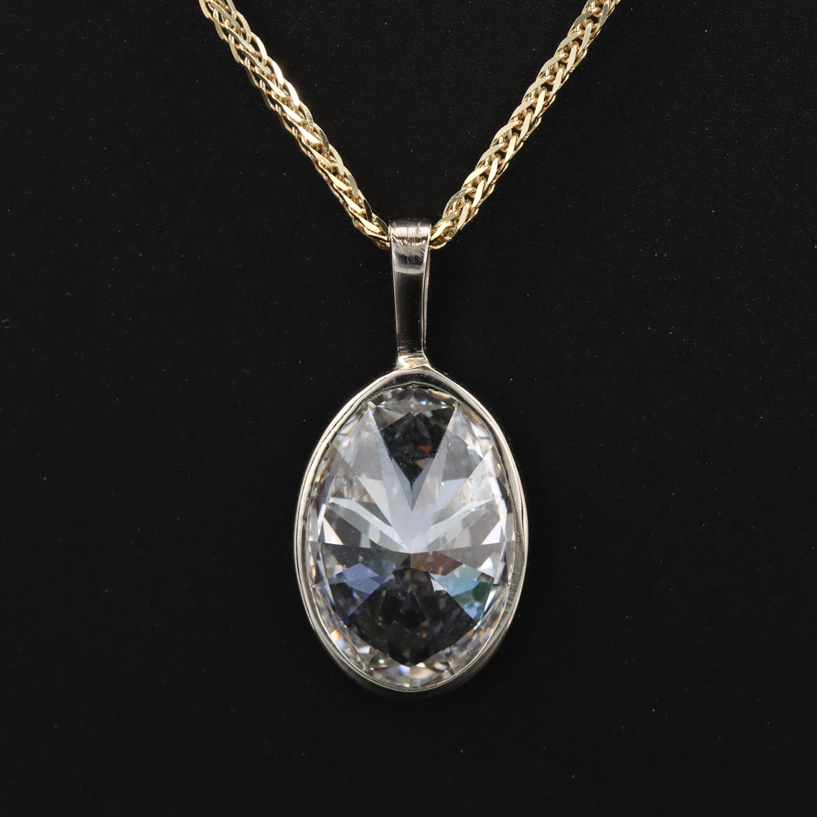 14K Two Tone Gold 3.05 CT Lab Grown Diamond Pendant Necklace with IGI Report