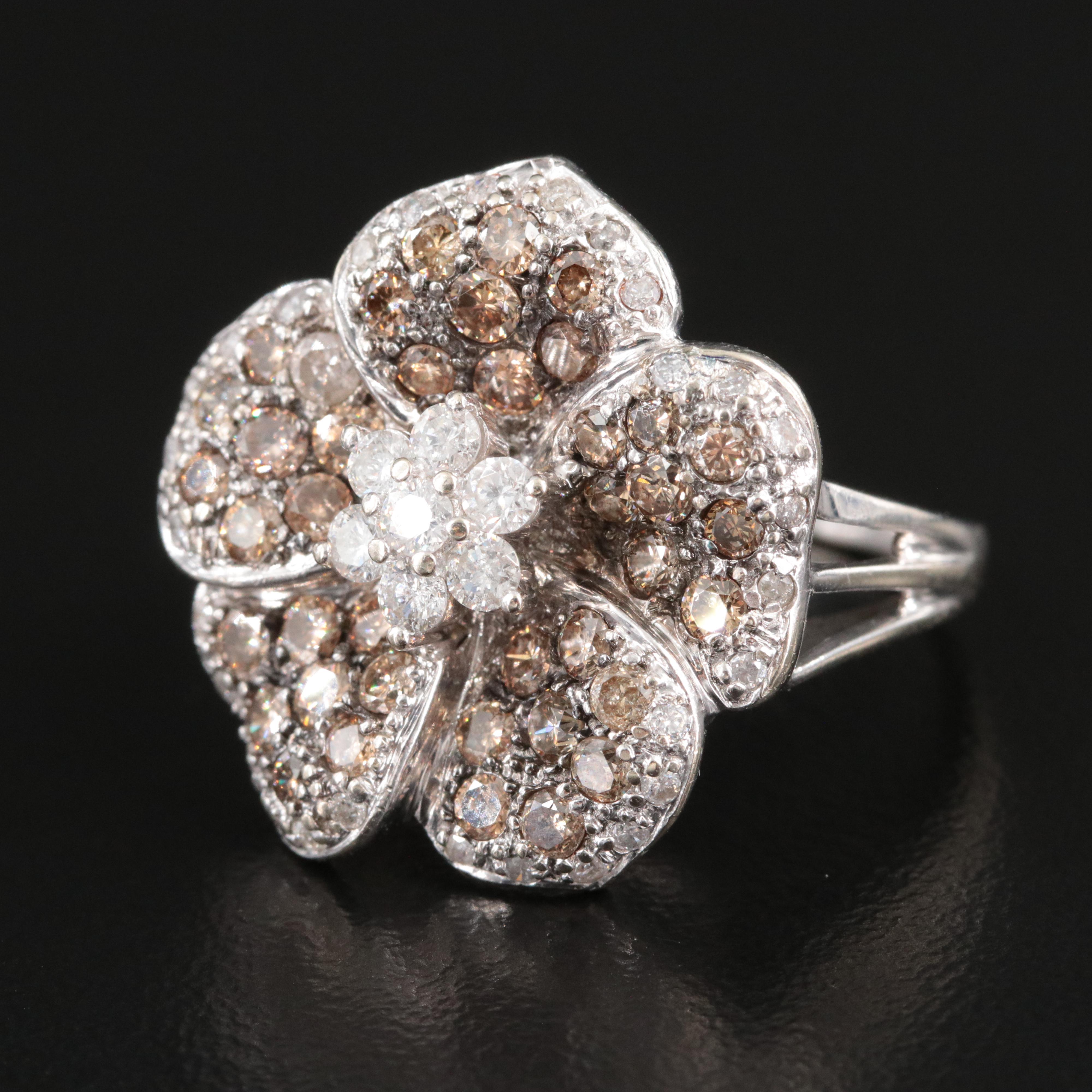 14K1.32 CTW Diamond Flower Ring