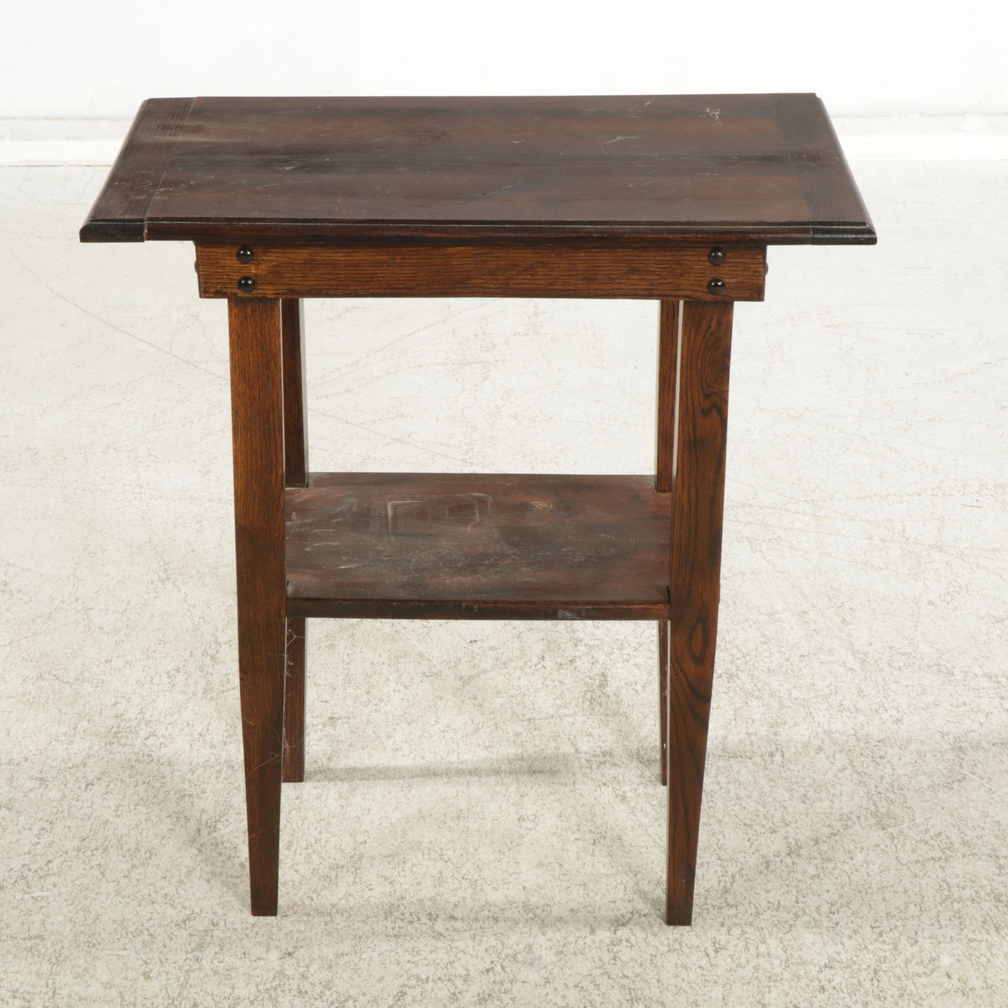 Craftsman Style Oak Side Table, Late 20th Century