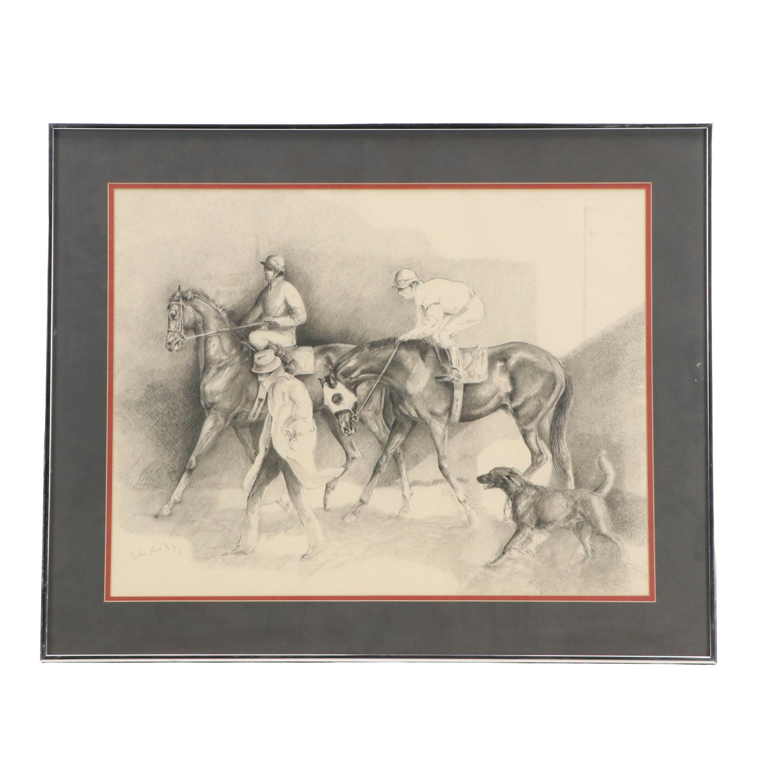 Cynthia Hart Durfey Equine Graphite Drawing "Morning Work"