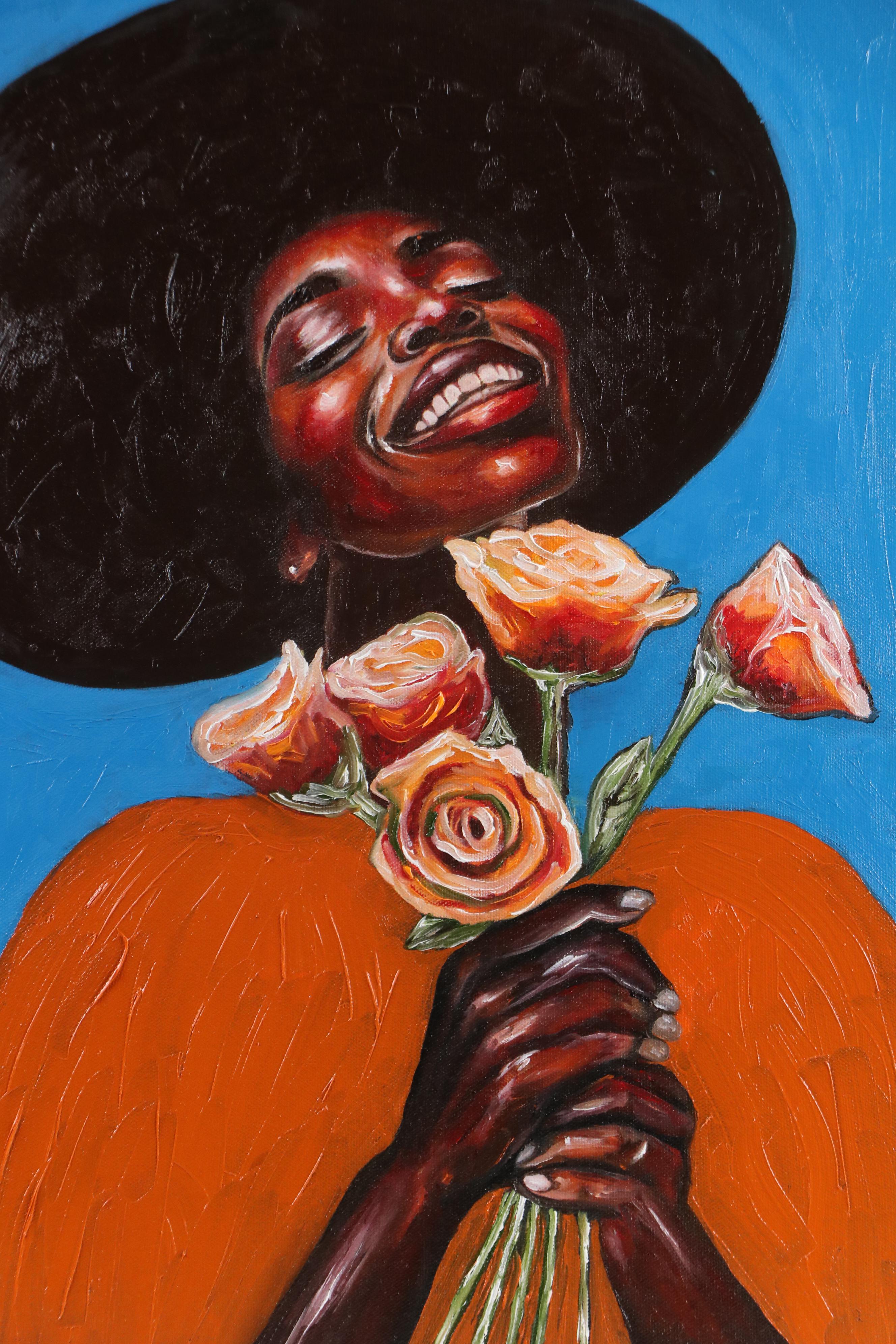 Oluwakemi Omowaire Portrait Oil Painting "Ayo Mi Kun," 21st Century