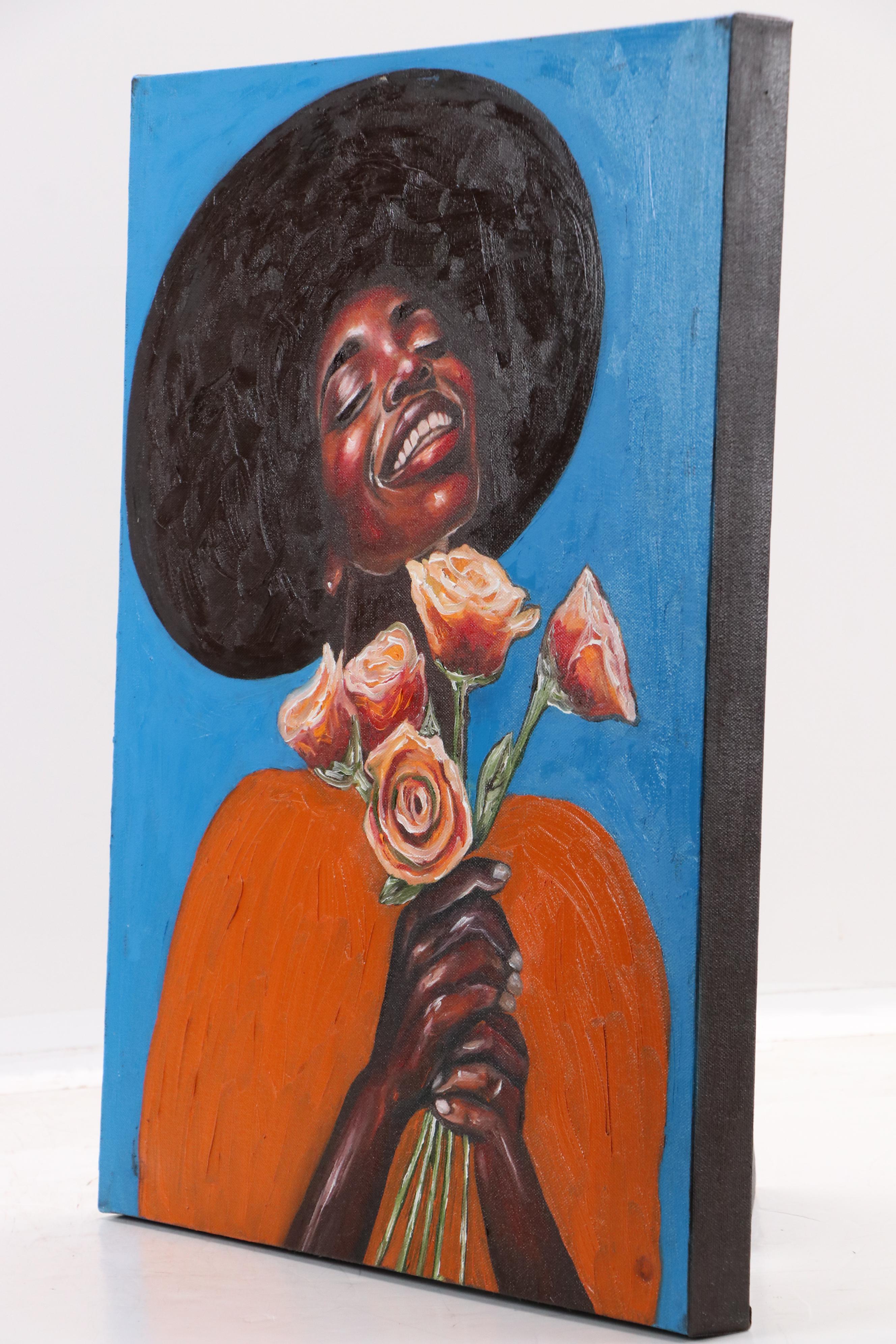 Oluwakemi Omowaire Portrait Oil Painting "Ayo Mi Kun," 21st Century