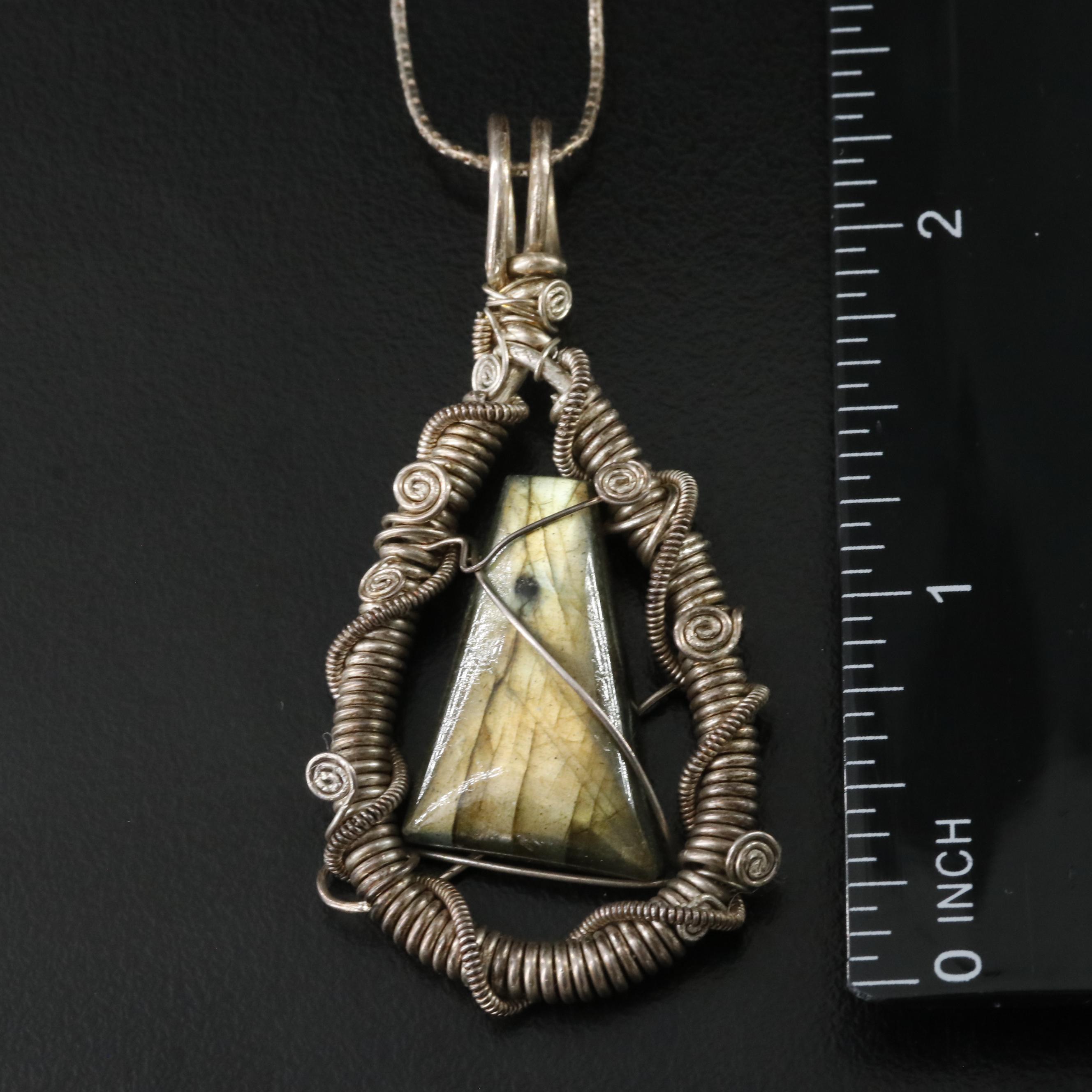 Sterling Lot of Necklaces and Earrings with Labradorite Garnets and Fossil Ivory