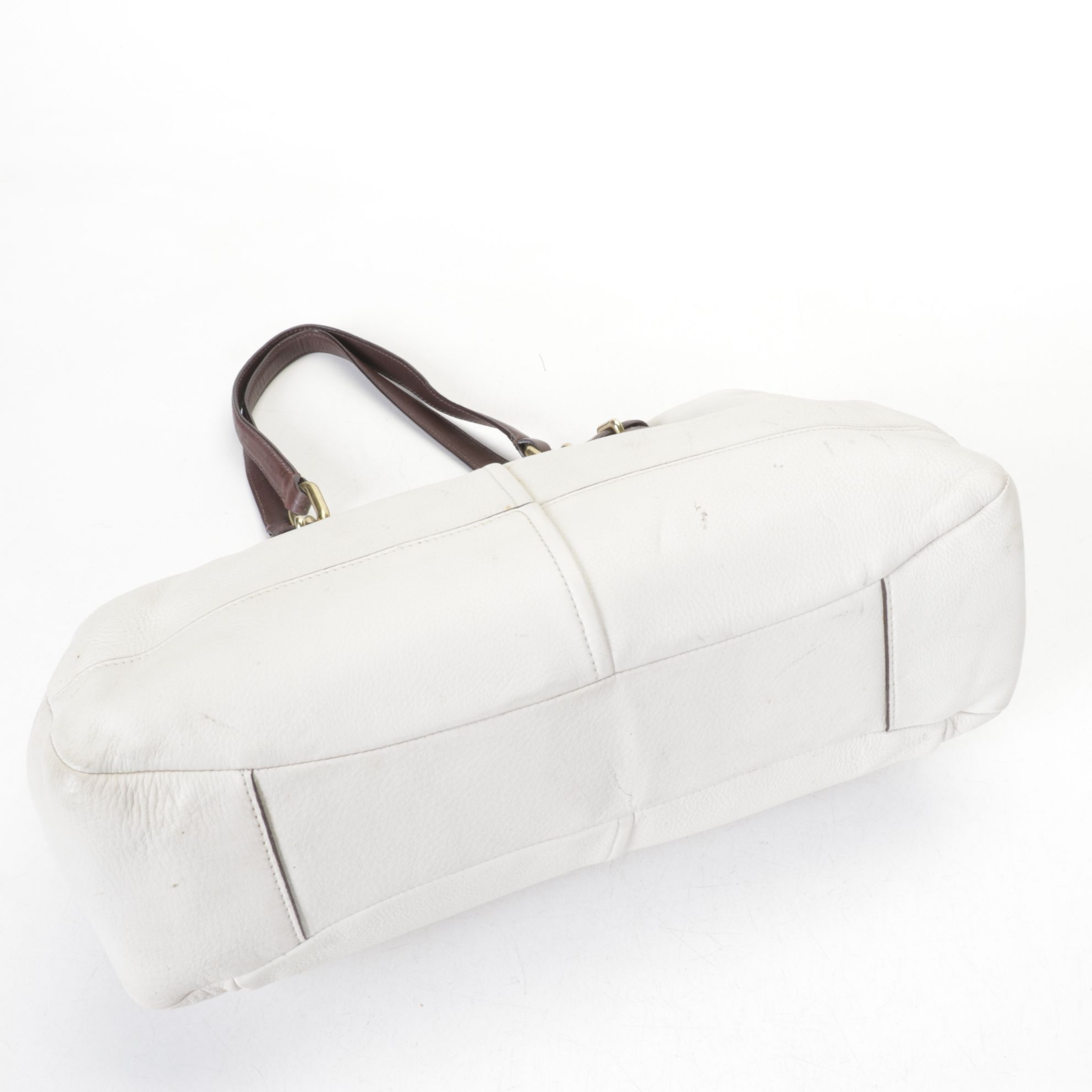 Coach Chelsea Jayden Carry-All Satchel in Pebbled Ivory and Brown Leather