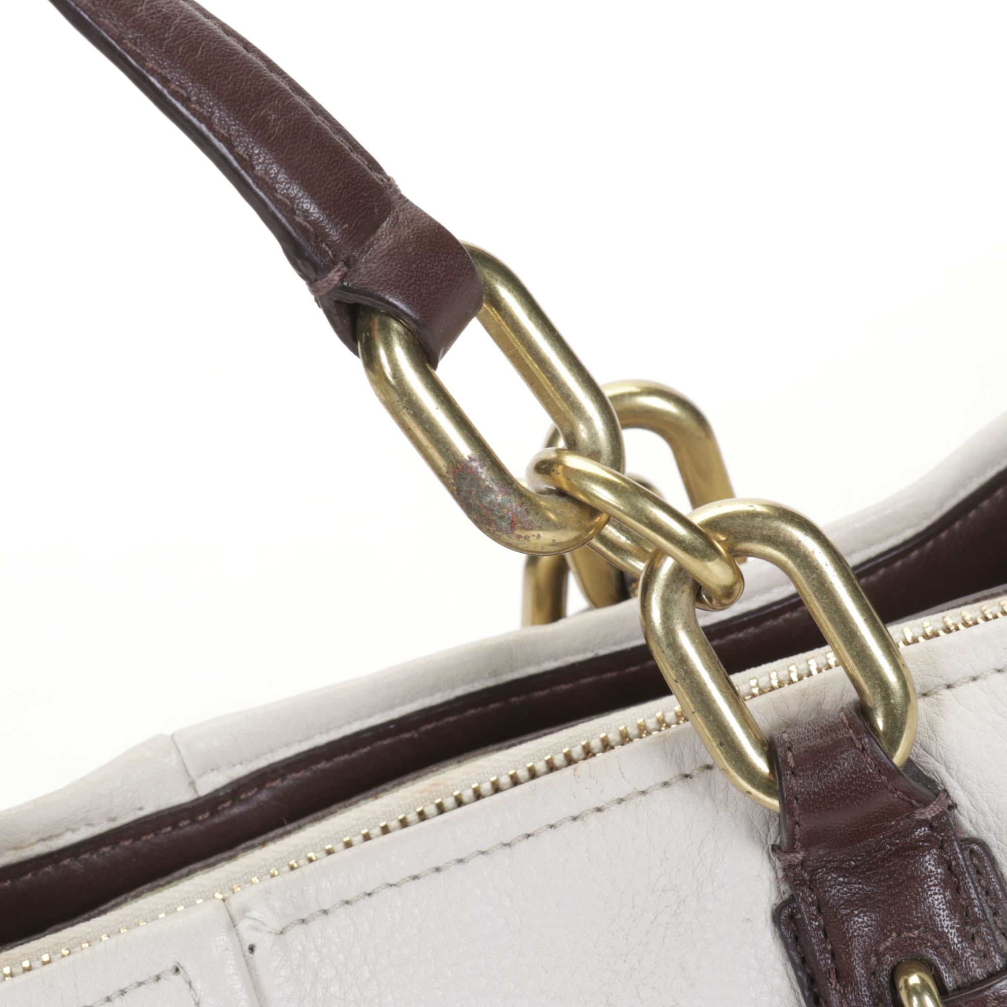 Coach Chelsea Jayden Carry-All Satchel in Pebbled Ivory and Brown Leather