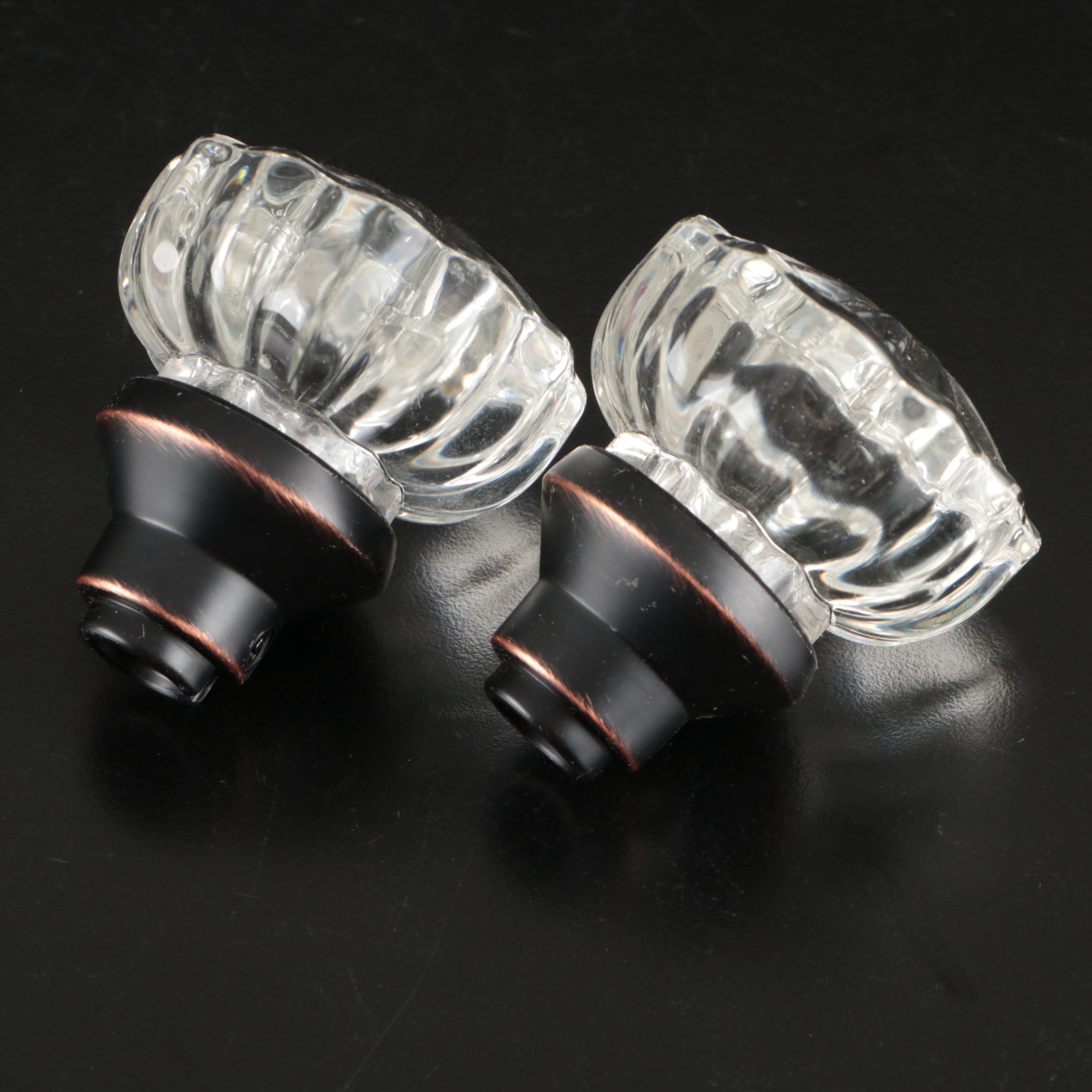 Cut Glass Chandelier Prisms with Ornate Cabinet Knobs