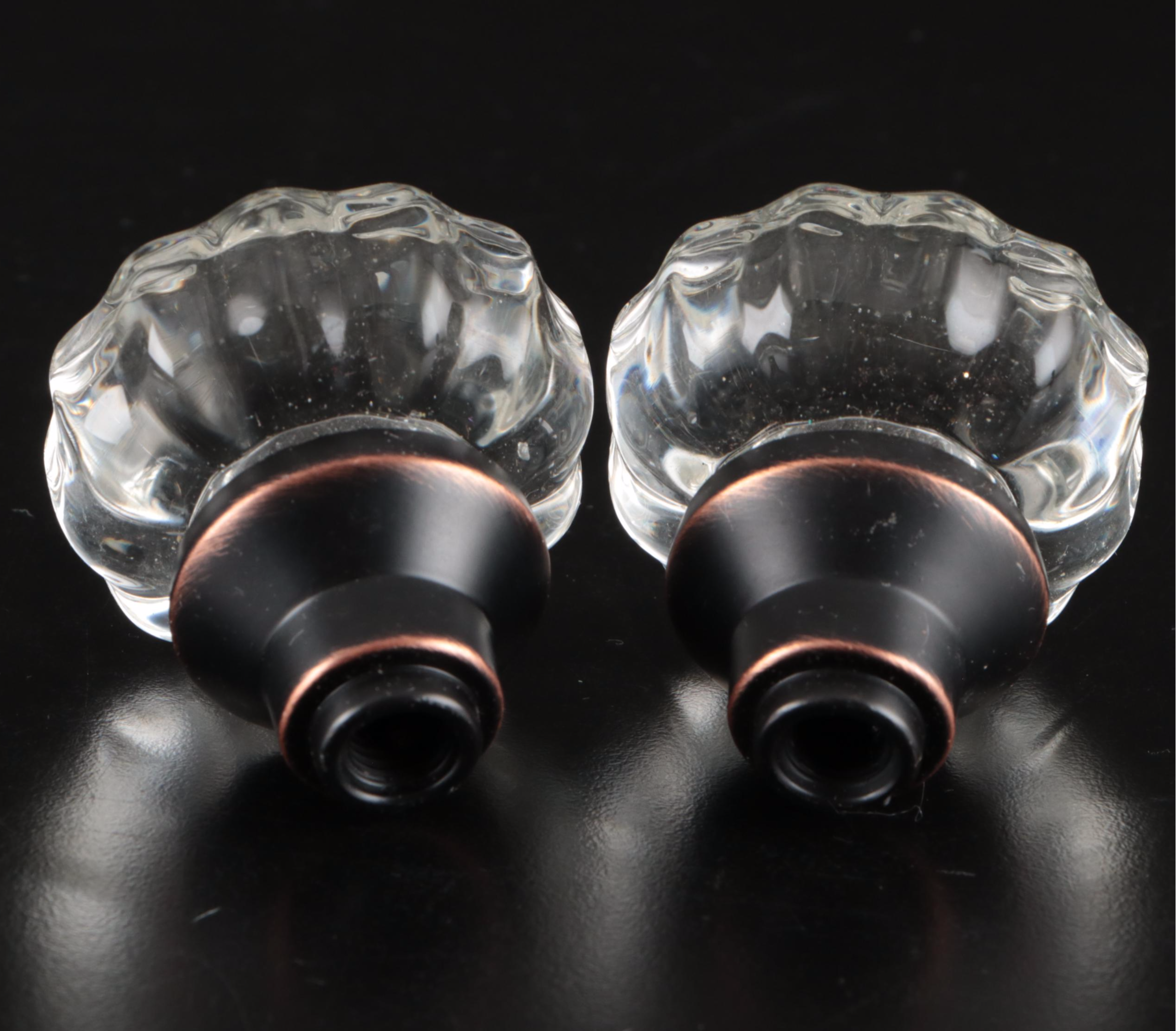 Cut Glass Chandelier Prisms with Ornate Cabinet Knobs