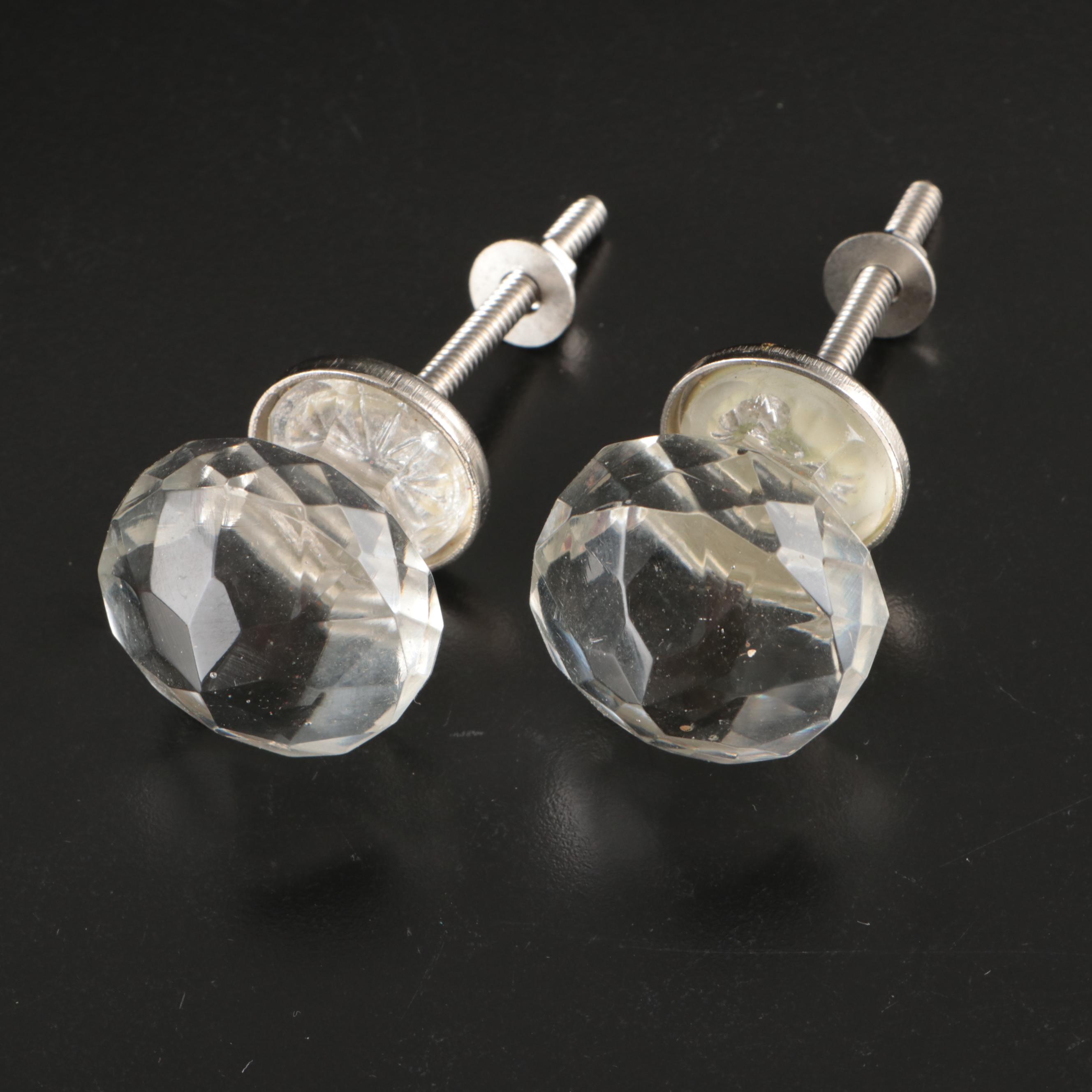 Cut Glass Chandelier Prisms with Ornate Cabinet Knobs