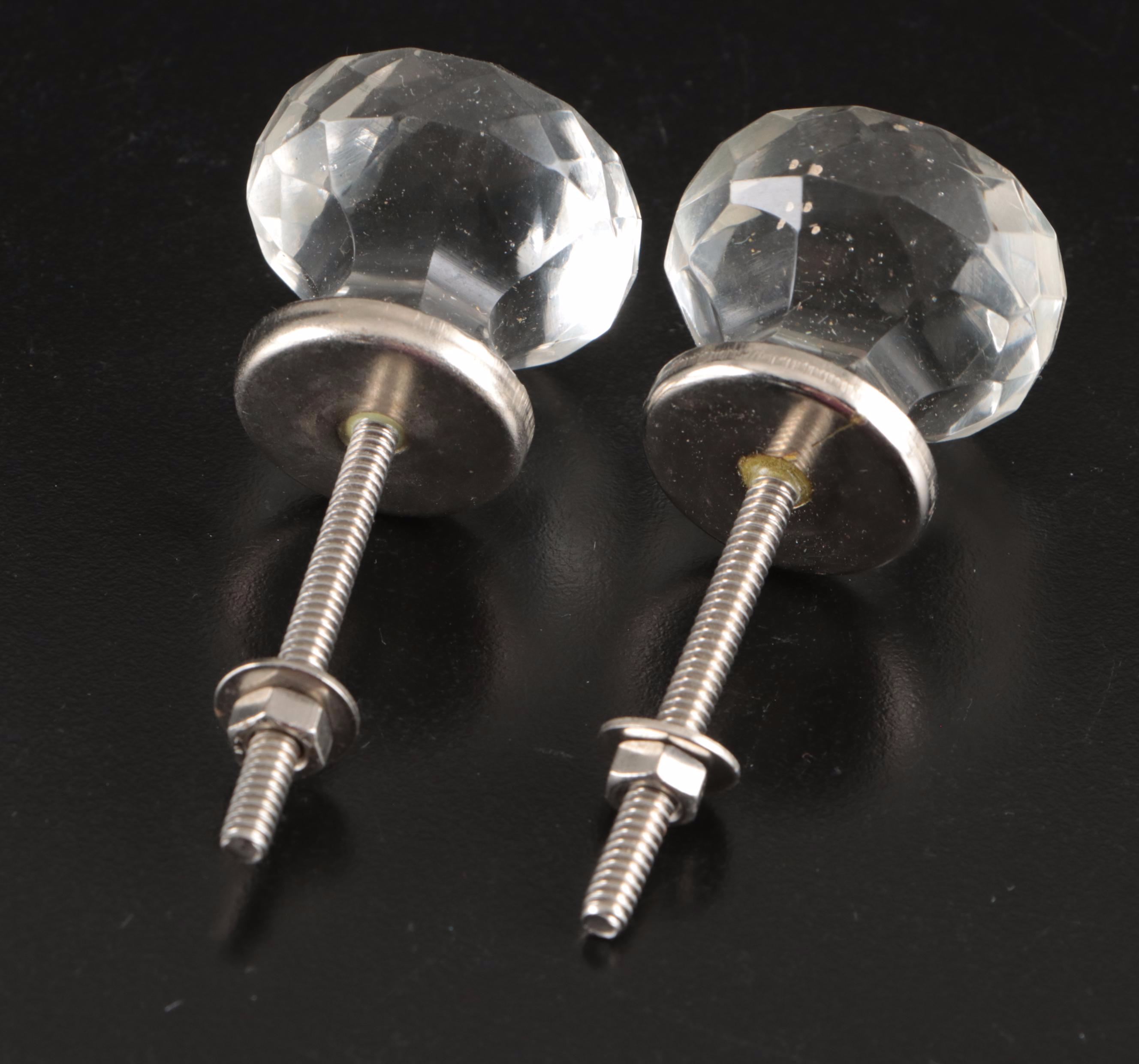 Cut Glass Chandelier Prisms with Ornate Cabinet Knobs