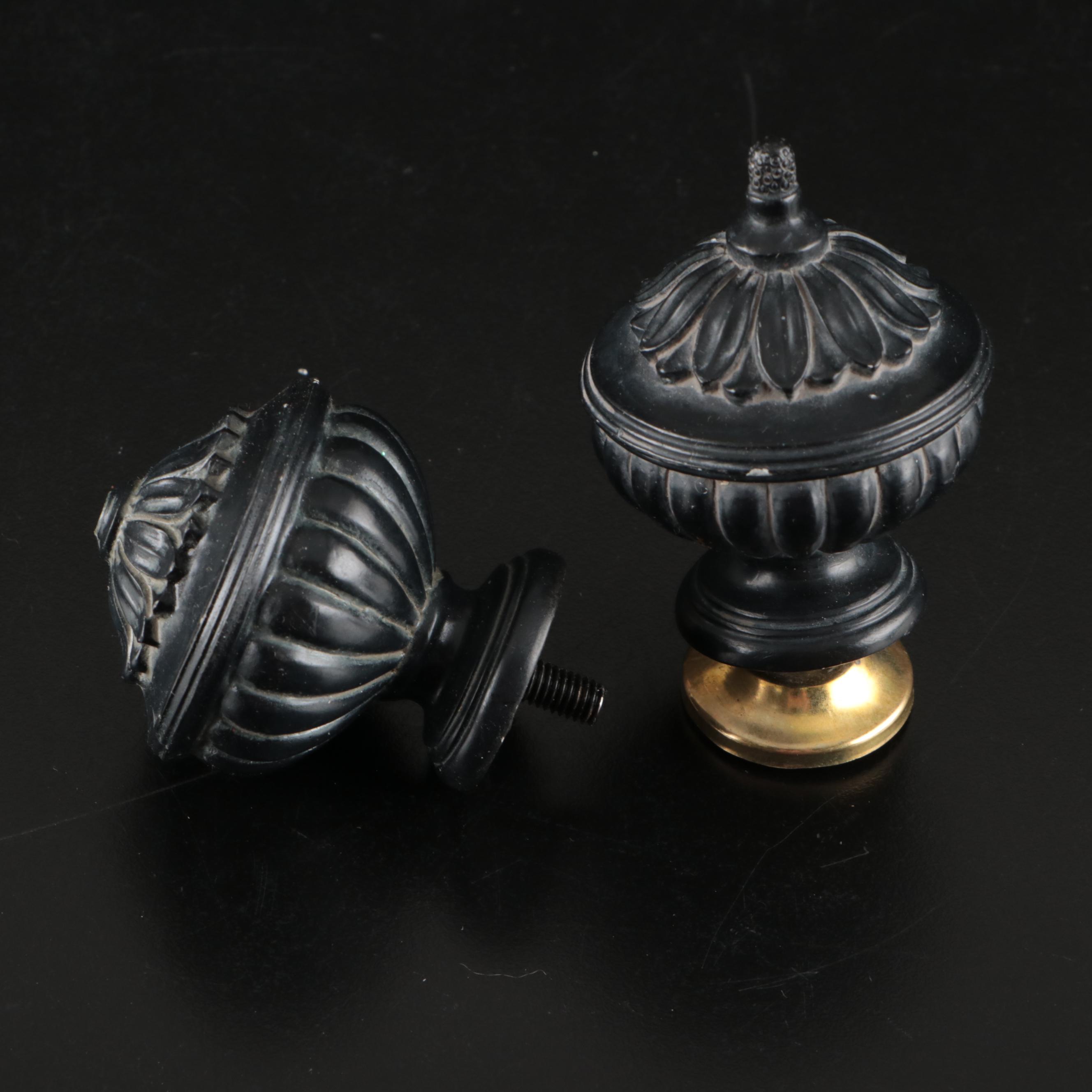 Cut Glass Chandelier Prisms with Ornate Cabinet Knobs