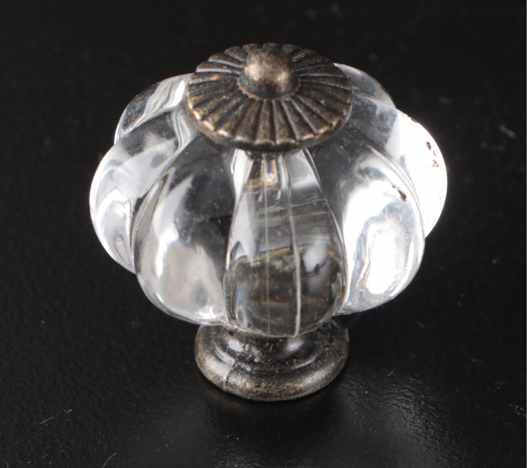 Cut Glass Chandelier Prisms with Ornate Cabinet Knobs