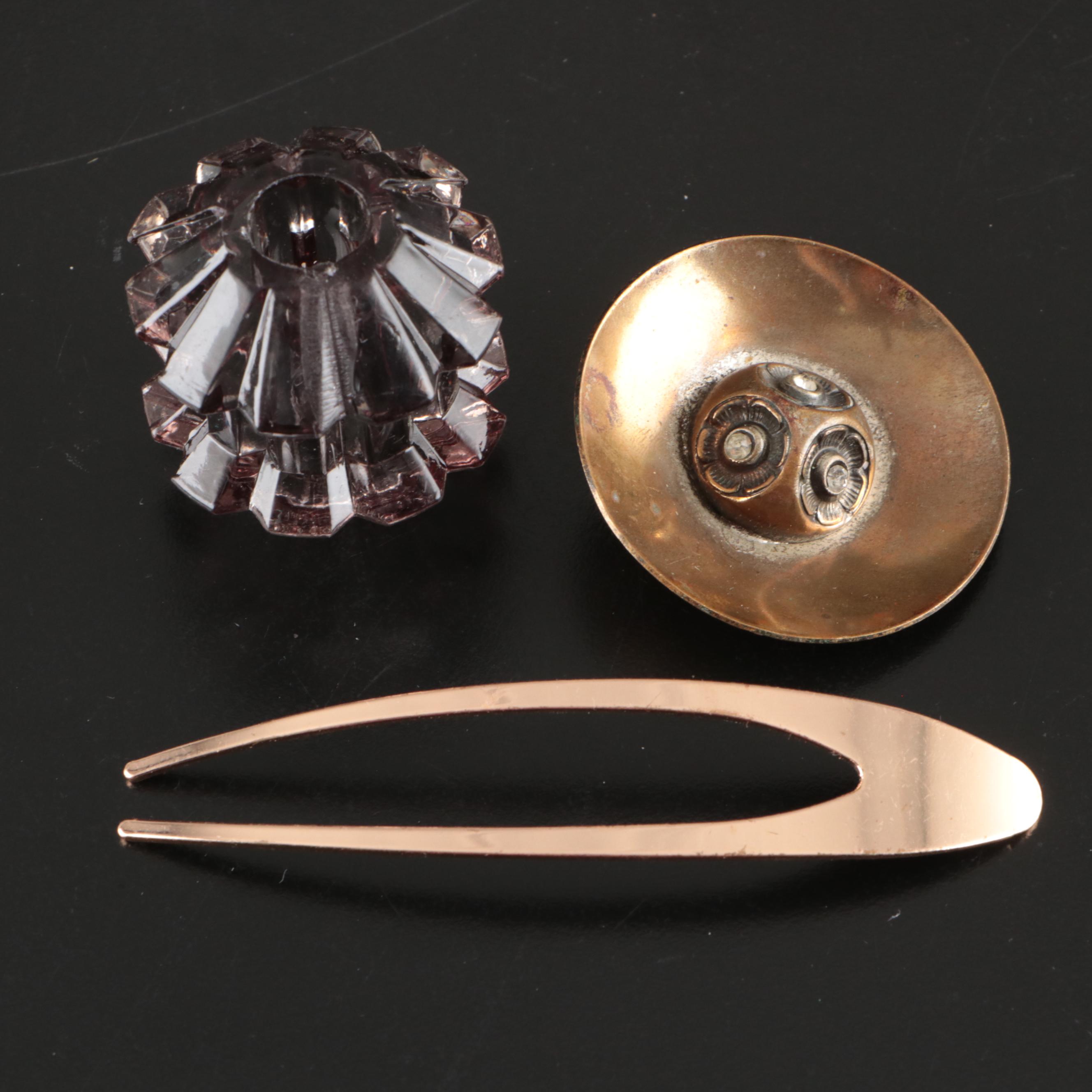 Cut Glass Chandelier Prisms with Ornate Cabinet Knobs