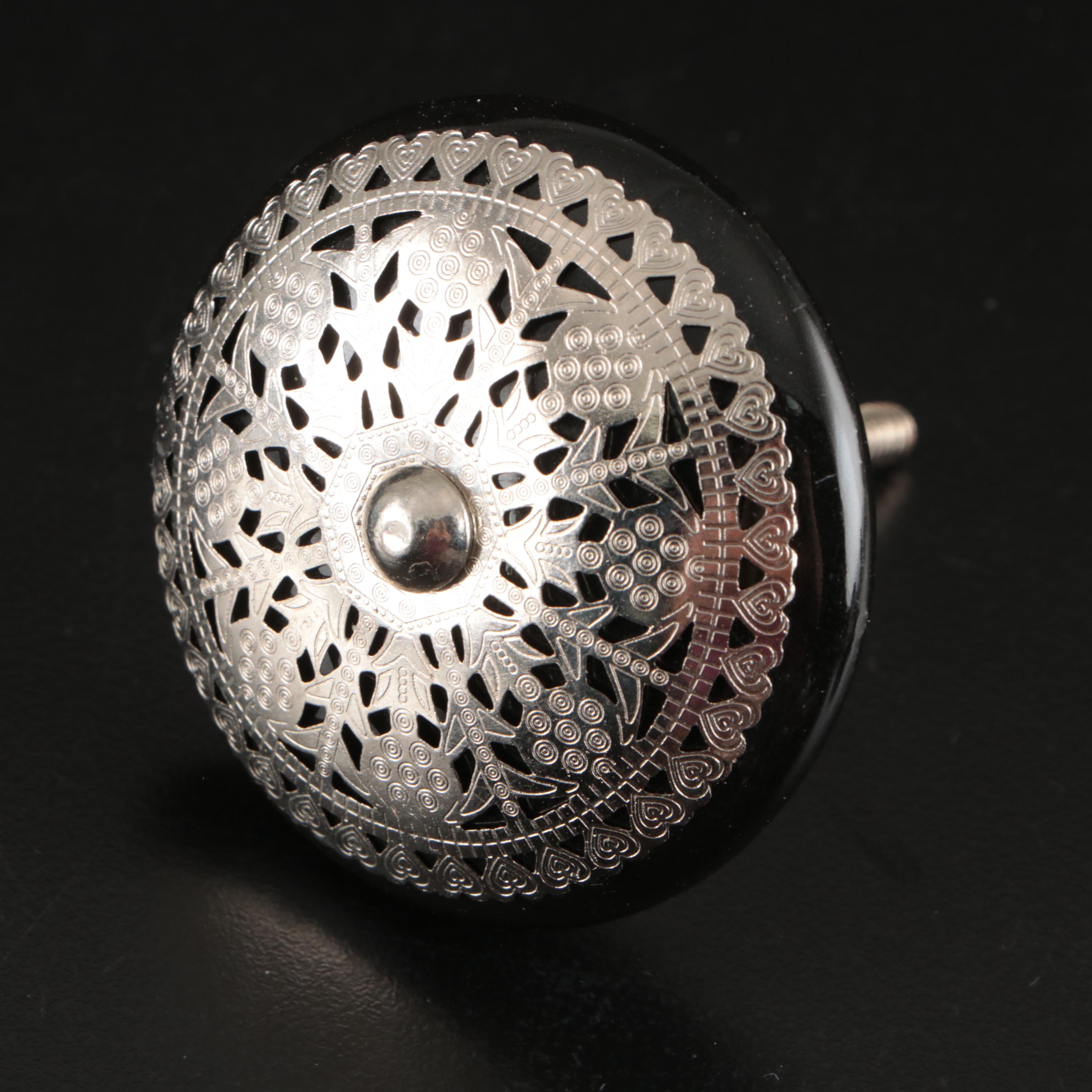 Cut Glass Chandelier Prisms with Ornate Cabinet Knobs