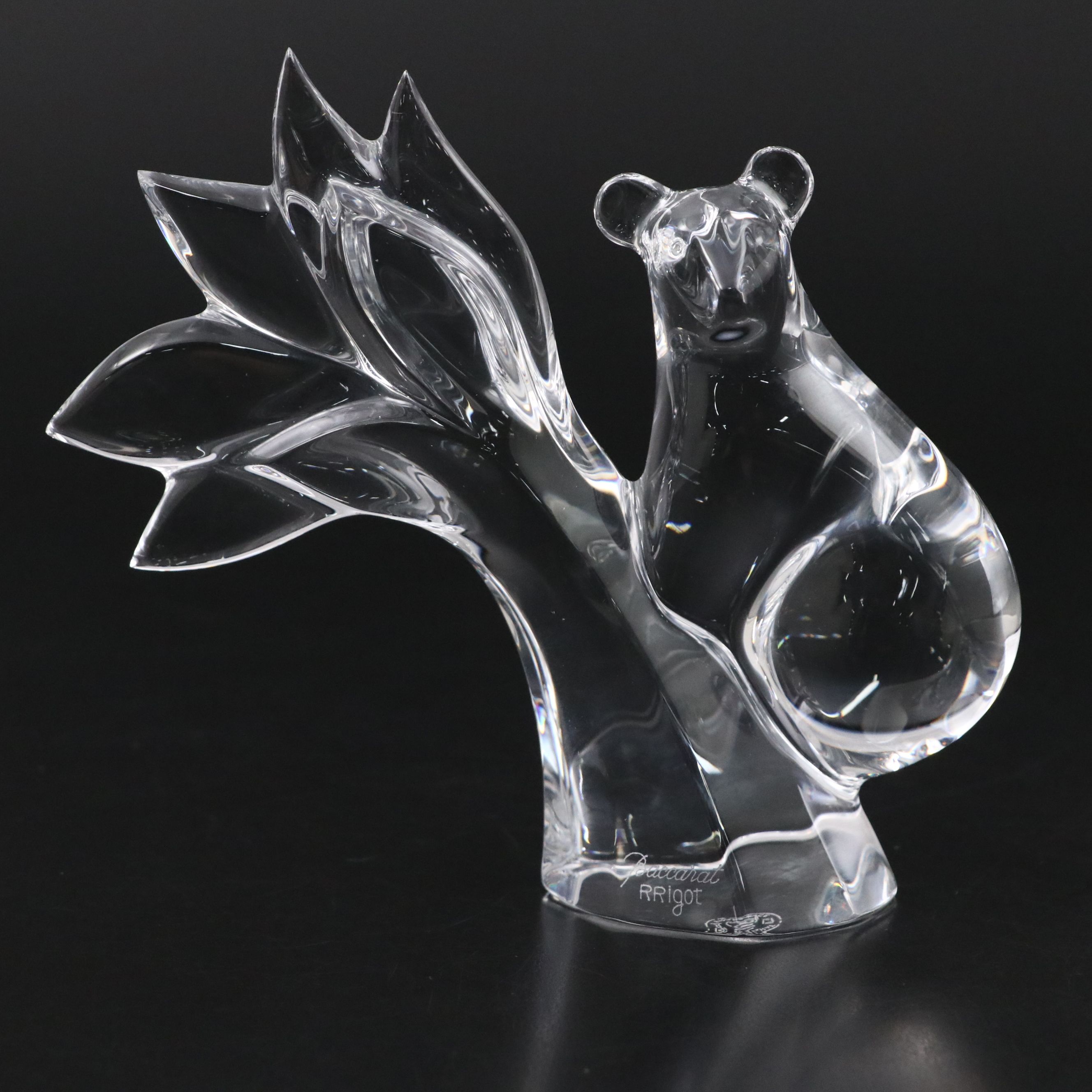 Robert Rigot for Baccarat "Koala in Palm Tree" Crystal Figurine