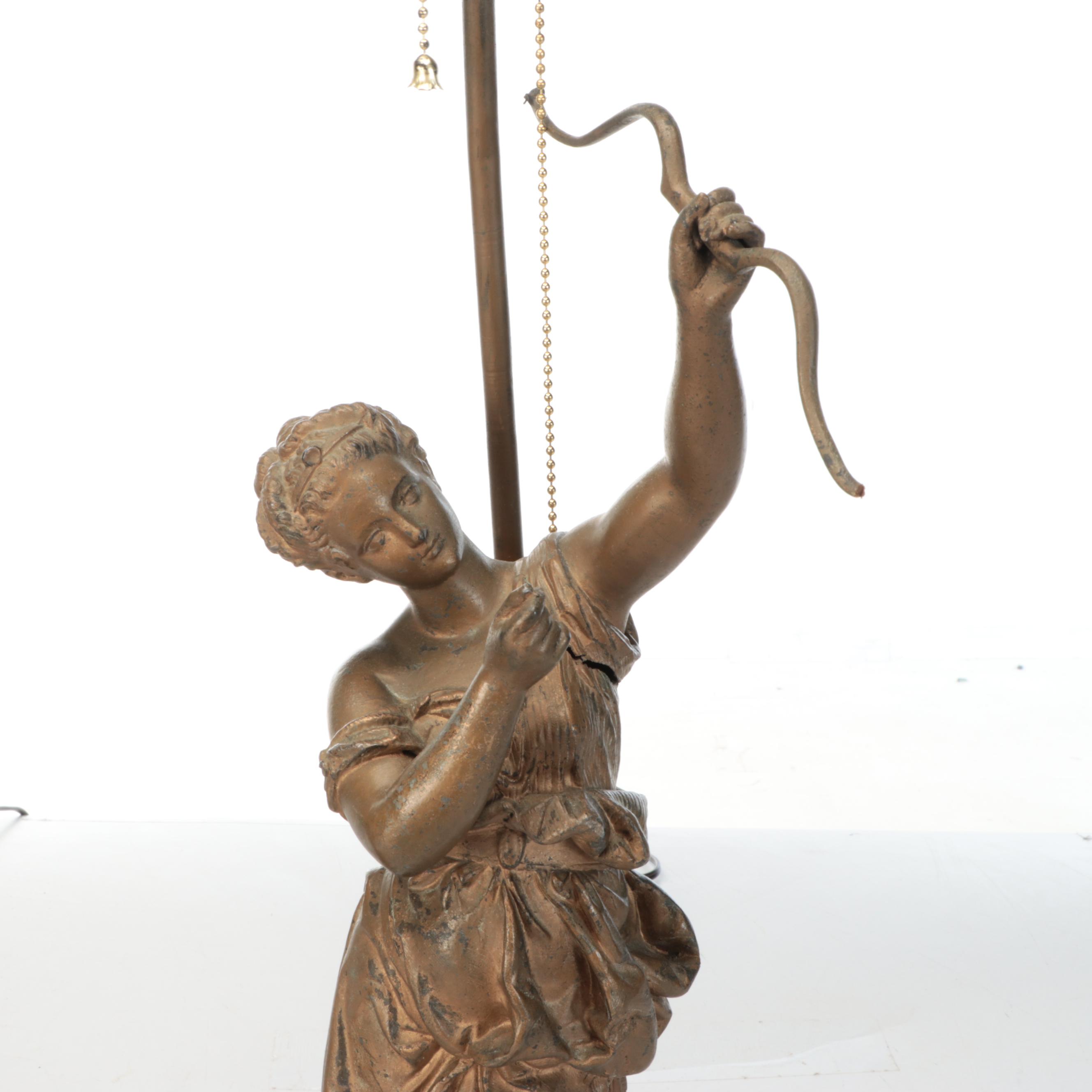 Greco-Roman Women Statuette Baluster Table Lamps