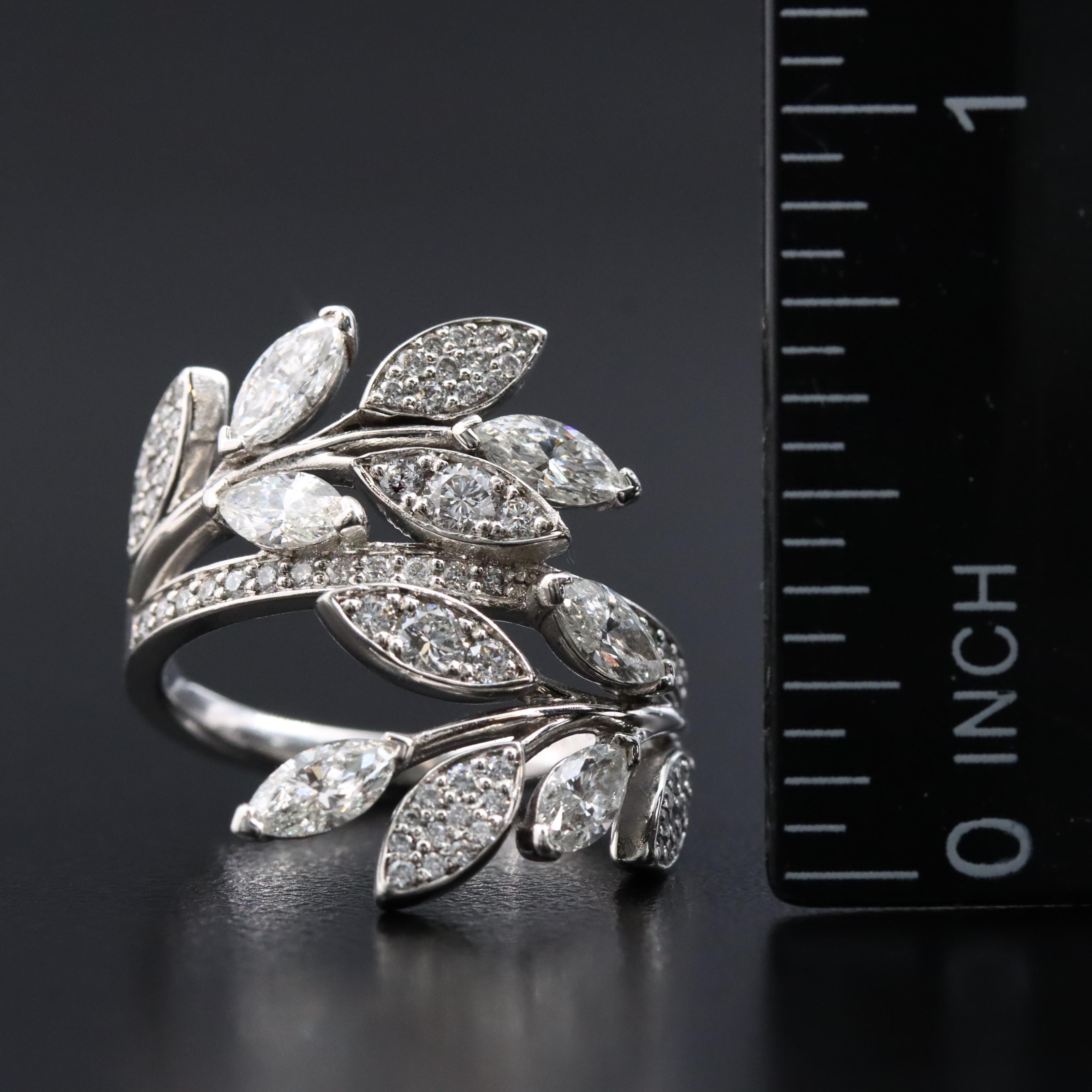Tiffany & Co. Victoria Platinum 1.44 CTW Diamond Foliate Bypass Ring