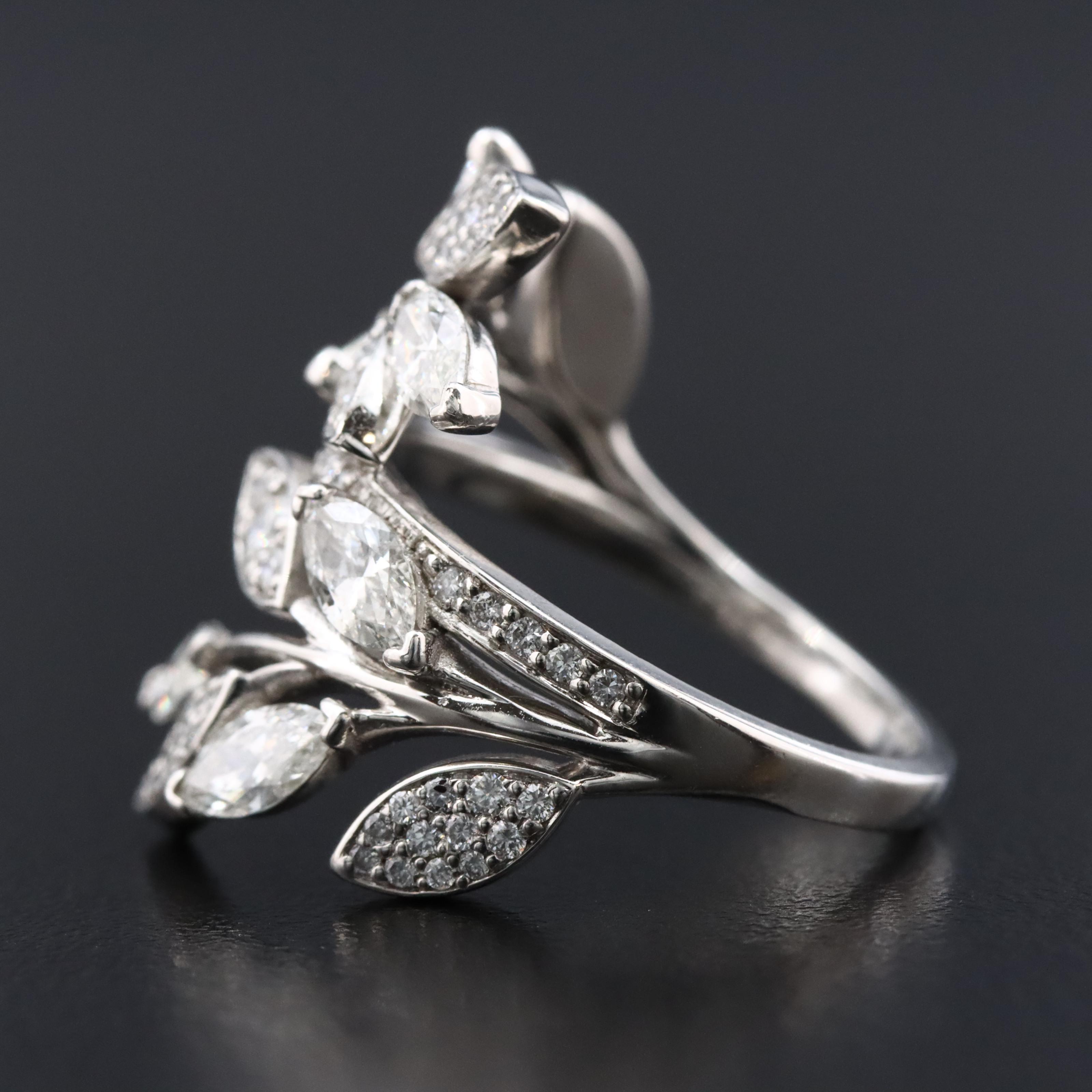 Tiffany & Co. Victoria Platinum 1.44 CTW Diamond Foliate Bypass Ring