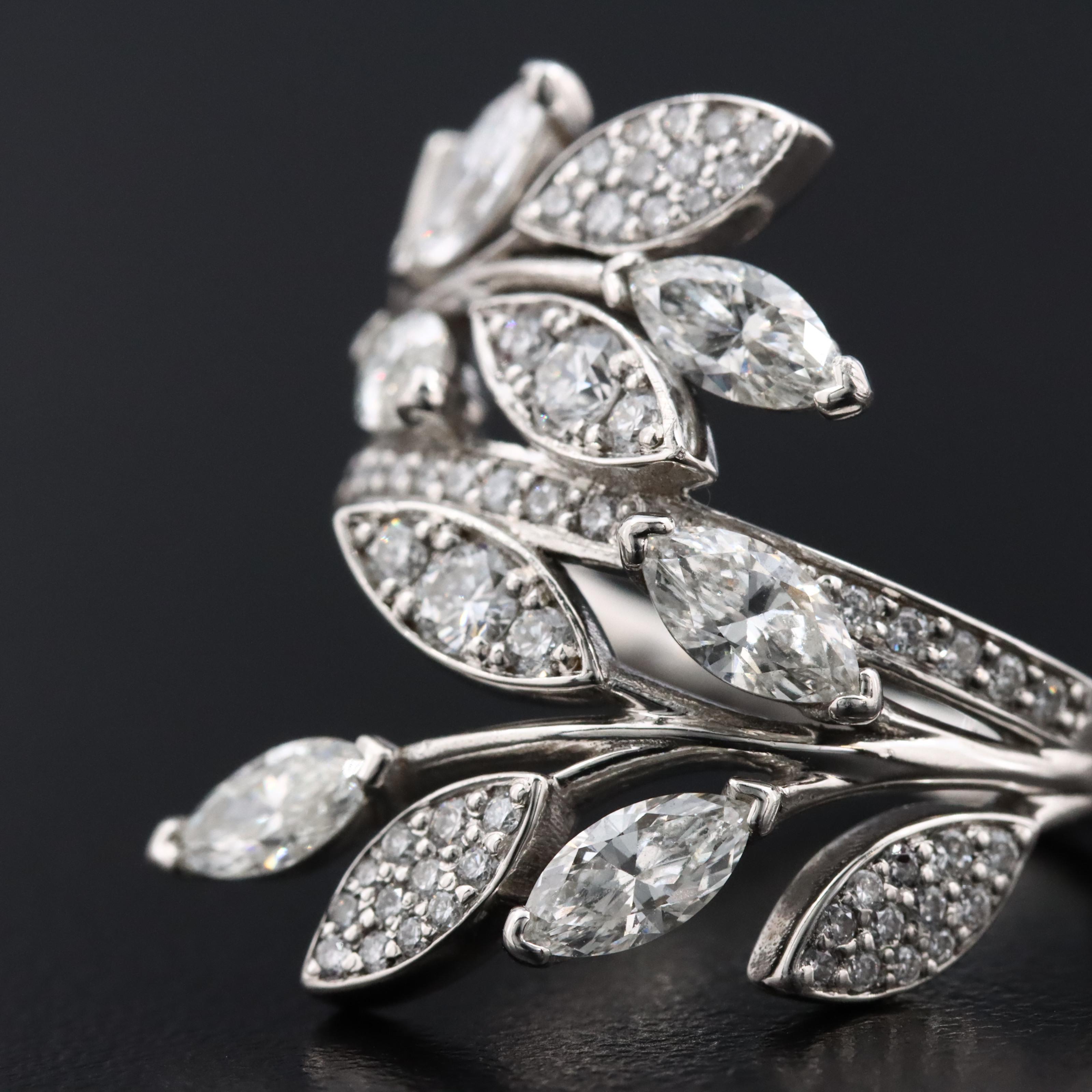 Tiffany & Co. Victoria Platinum 1.44 CTW Diamond Foliate Bypass Ring