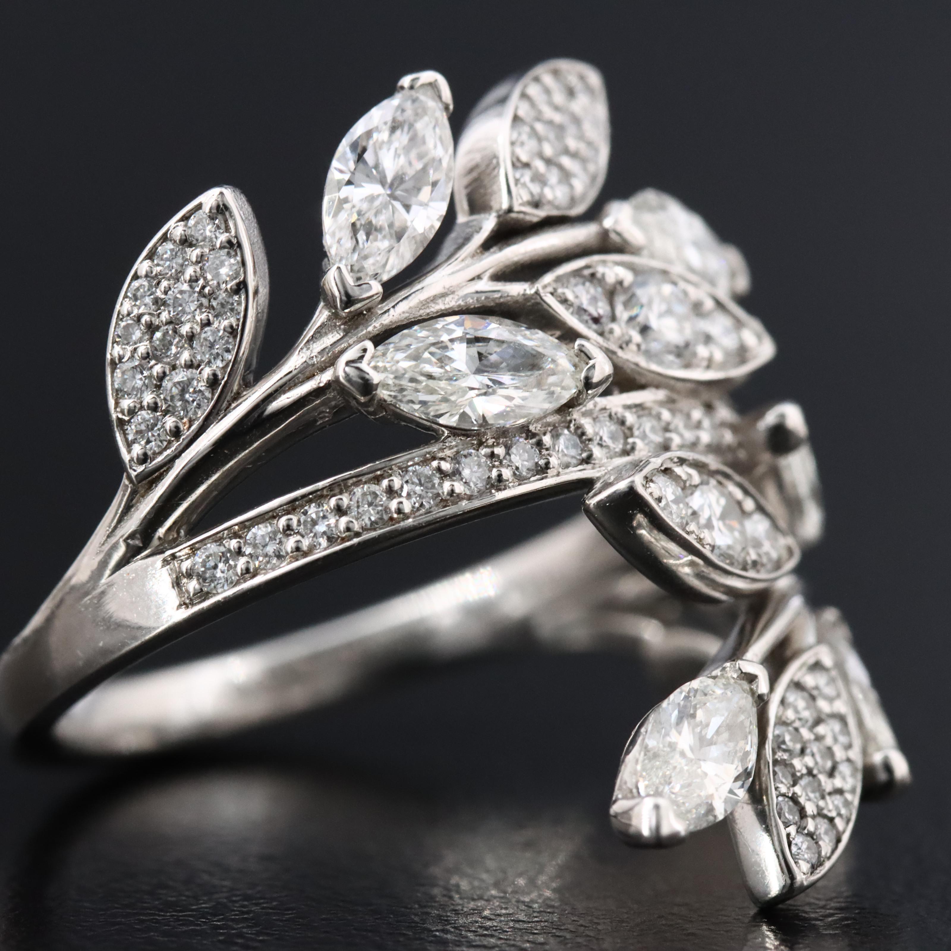 Tiffany & Co. Victoria Platinum 1.44 CTW Diamond Foliate Bypass Ring