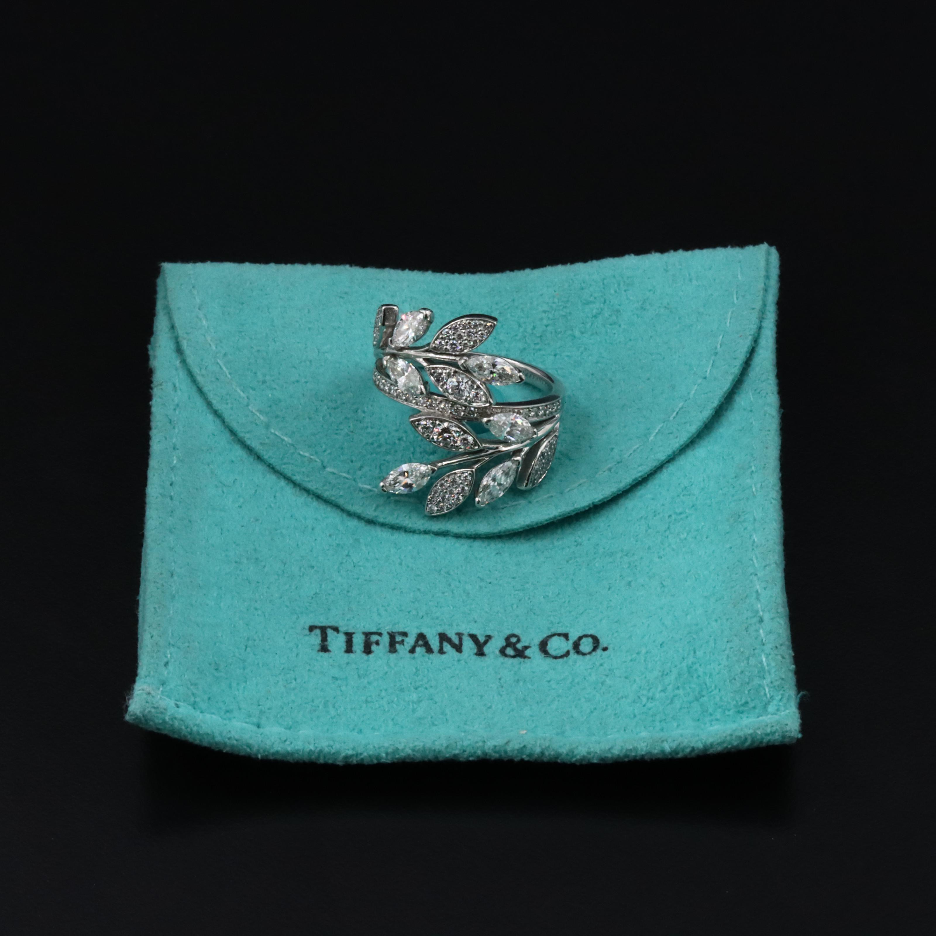 Tiffany & Co. Victoria Platinum 1.44 CTW Diamond Foliate Bypass Ring