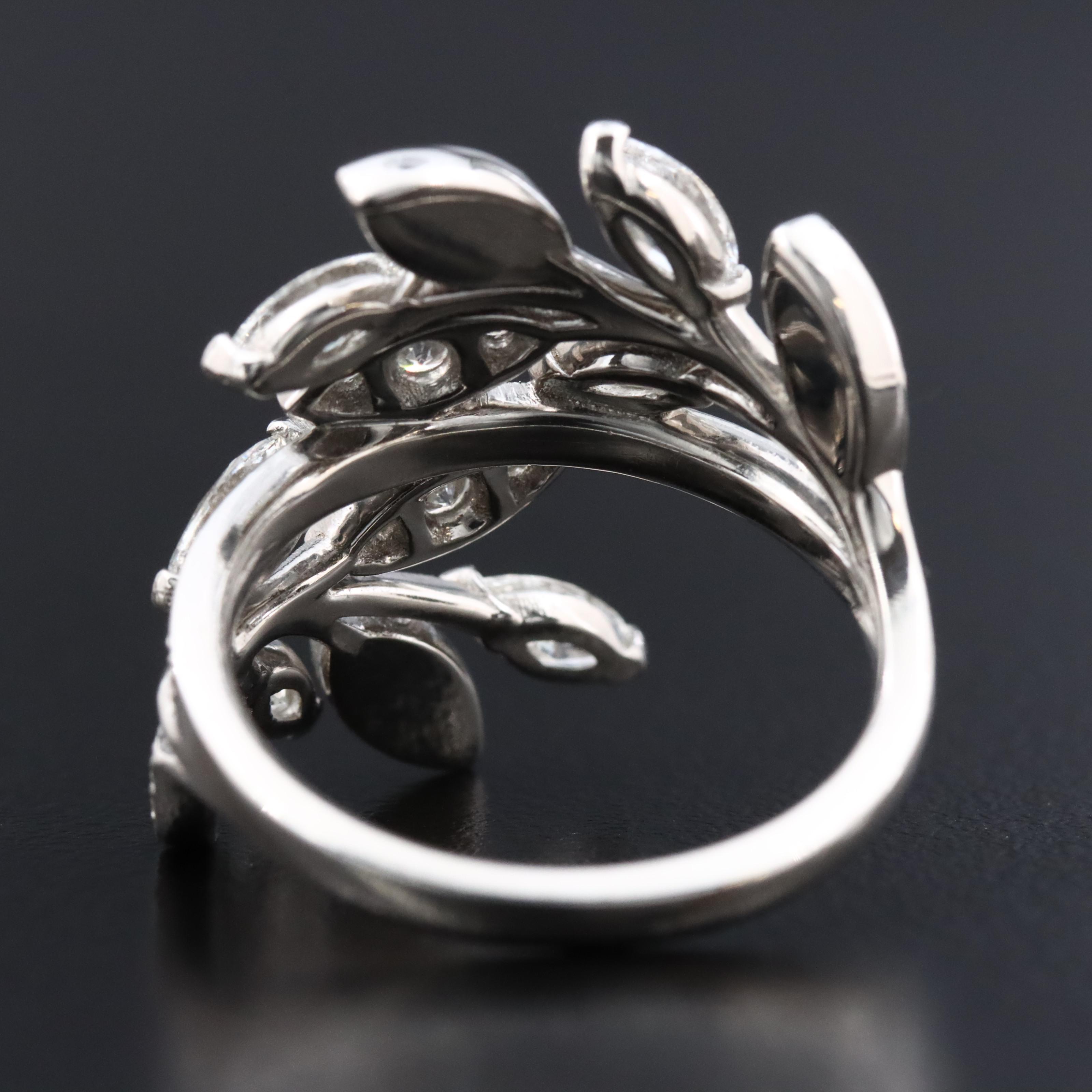 Tiffany & Co. Victoria Platinum 1.44 CTW Diamond Foliate Bypass Ring