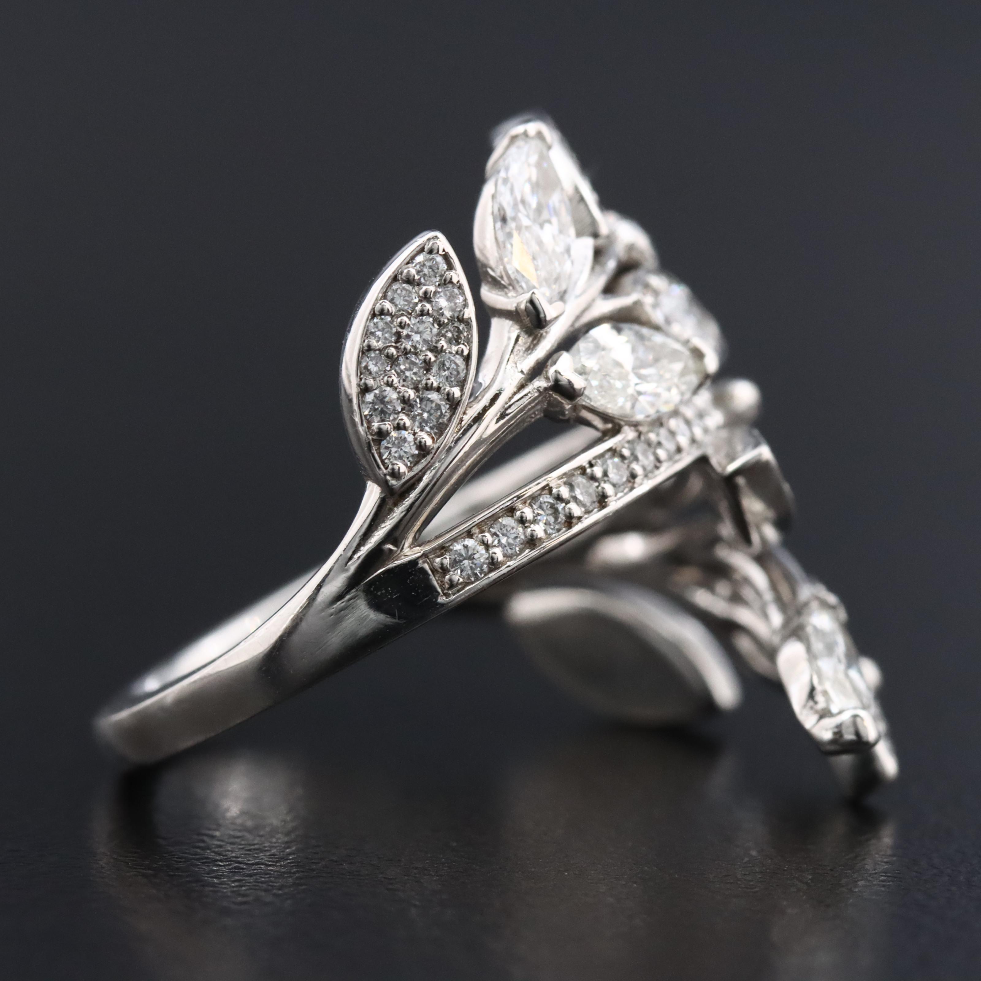 Tiffany & Co. Victoria Platinum 1.44 CTW Diamond Foliate Bypass Ring