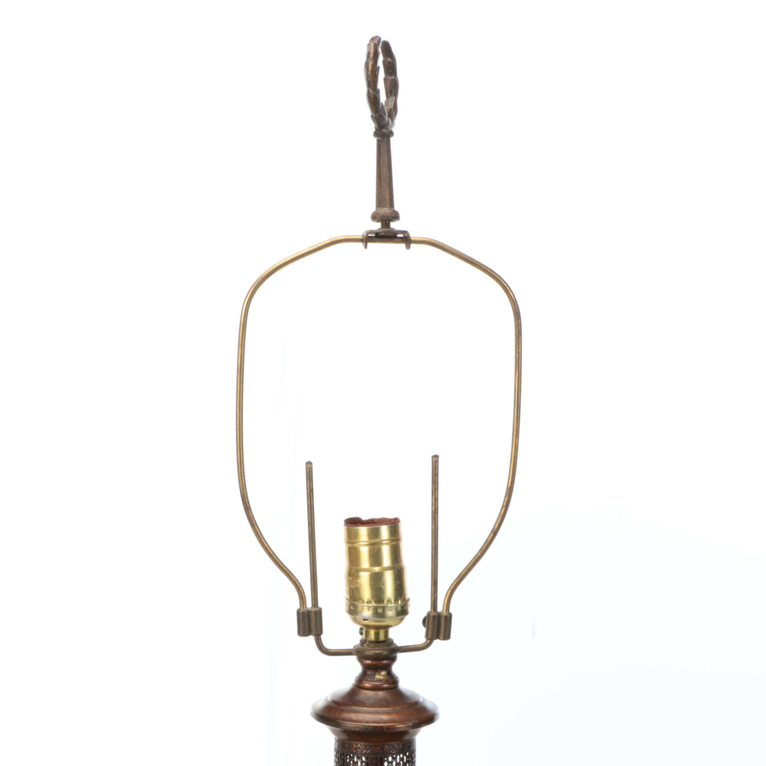 French Black Porcelain Oil Lamp Style Table Lamp