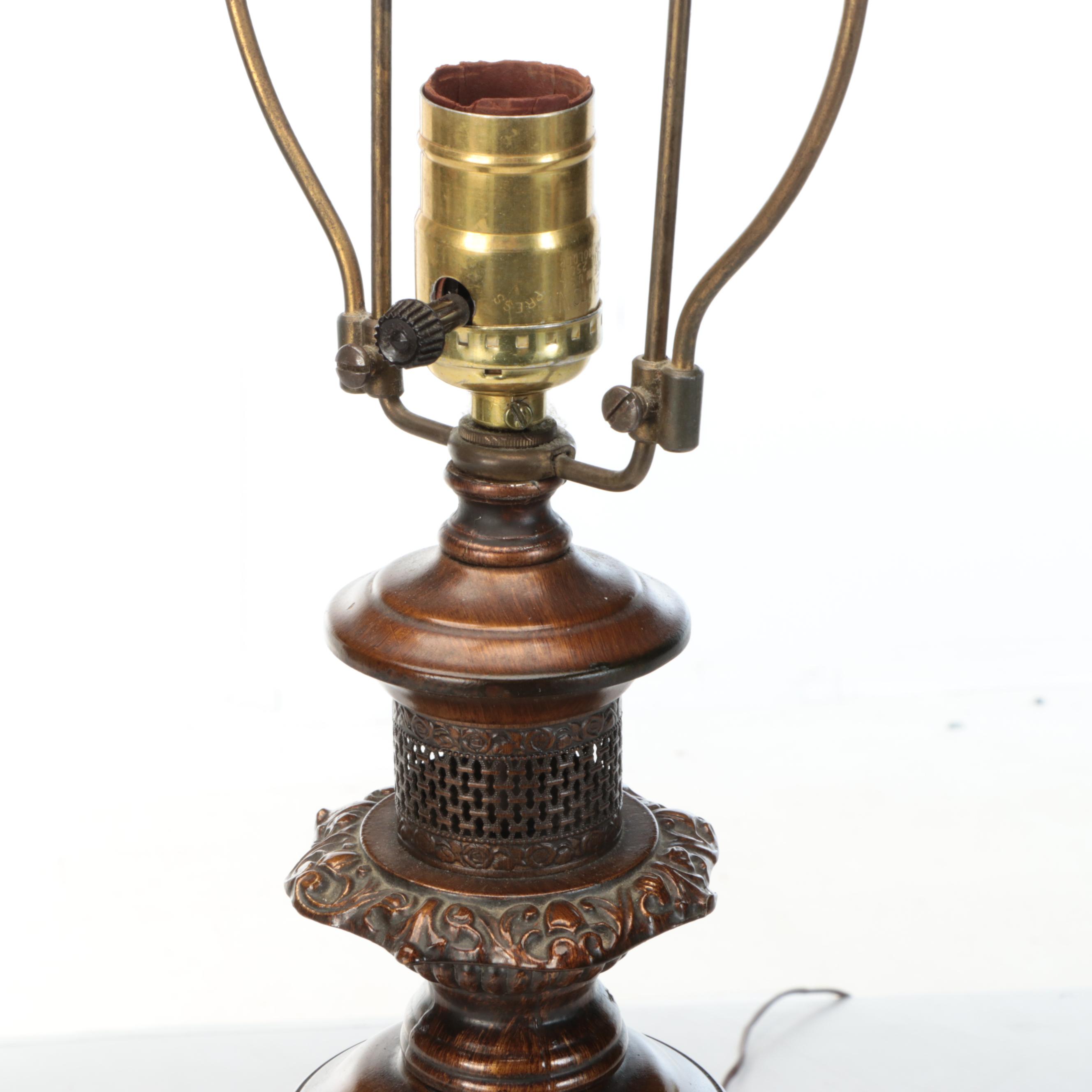 French Black Porcelain Oil Lamp Style Table Lamp