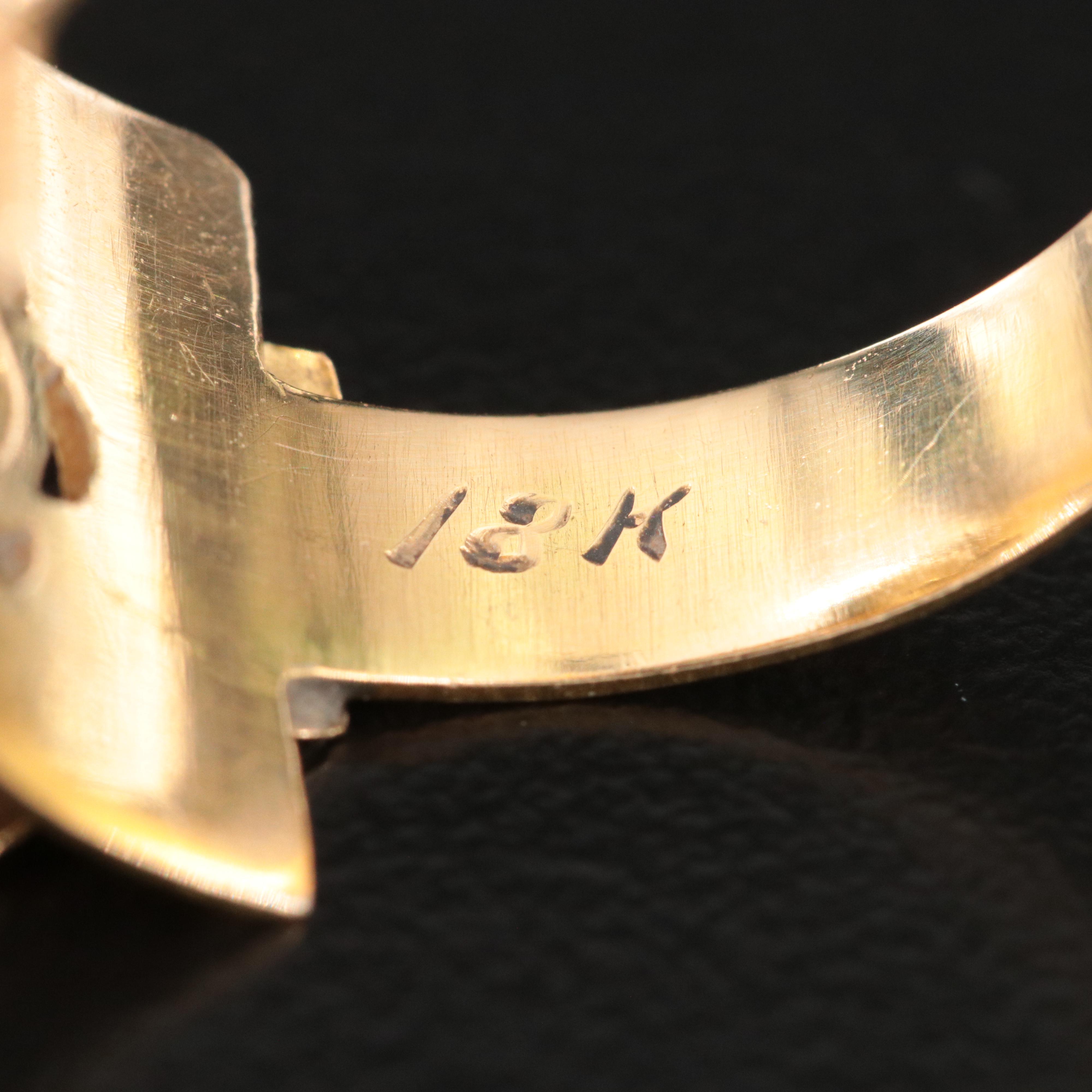 Vintage 18K Emerald Buckle Ring