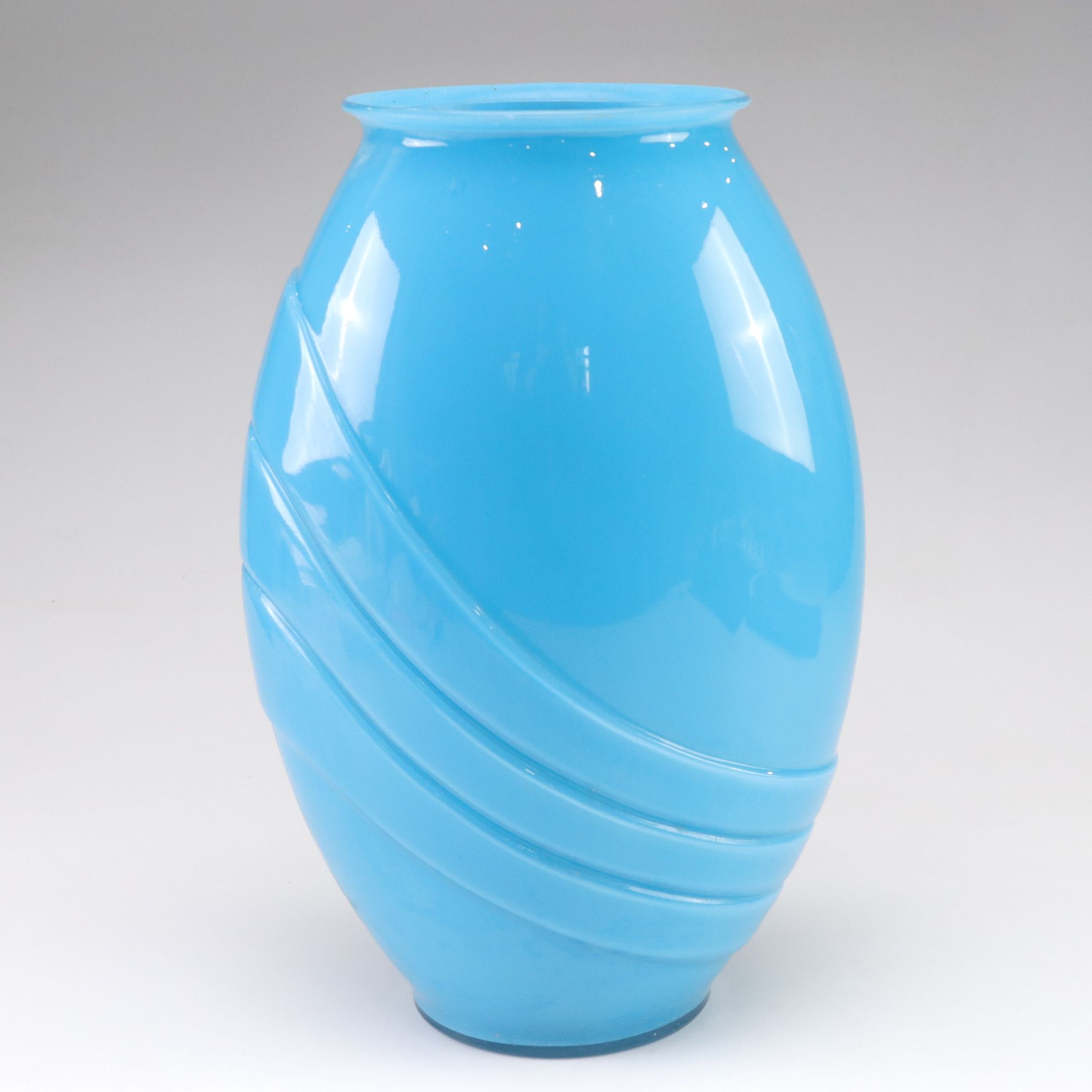 Anchor Hocking Deco Revival Cerulean Draped Glass Vase
