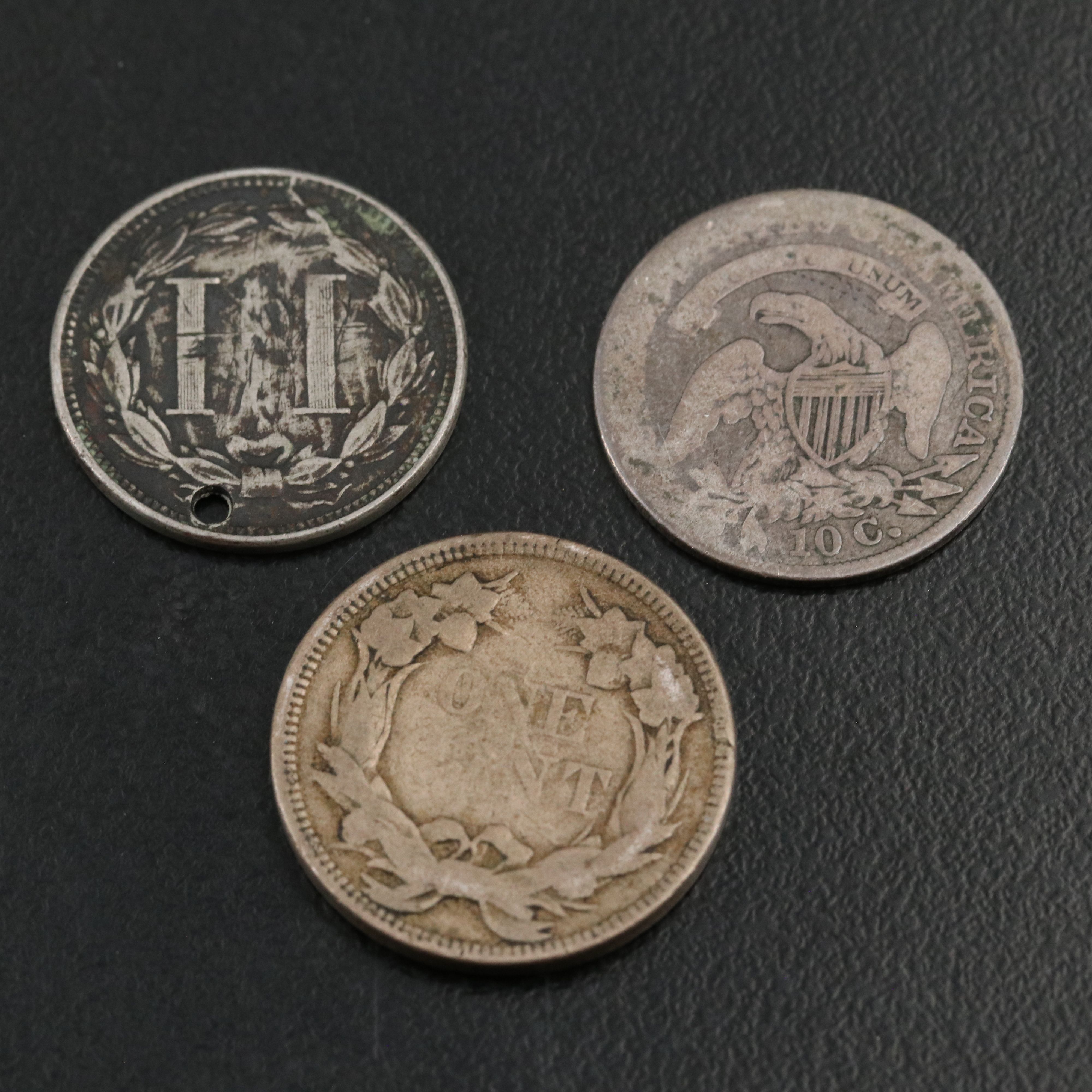 Collection of Eight Different U.S. Copper, Nickel and Silver Type Coins