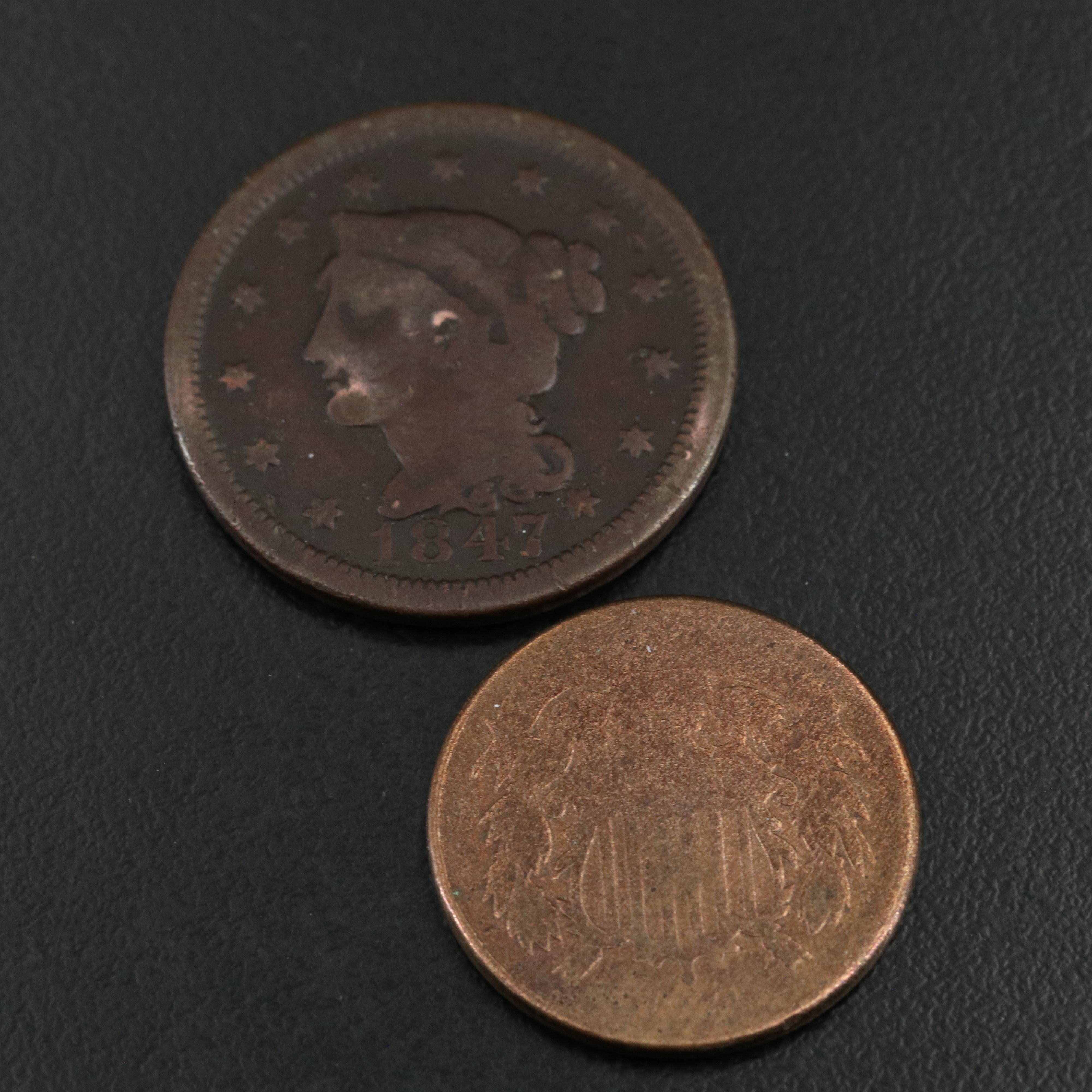 Collection of Eight Different U.S. Copper, Nickel and Silver Type Coins