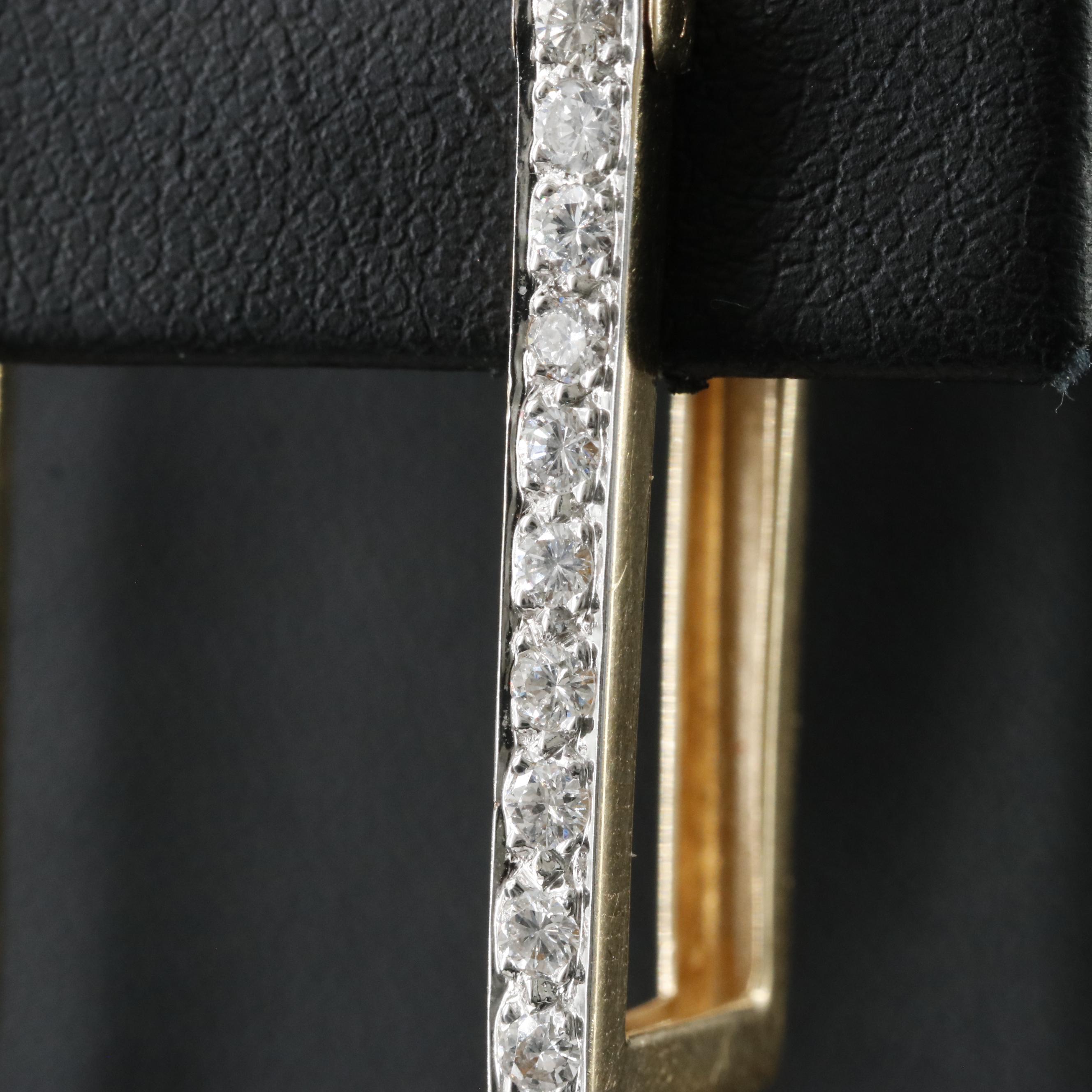 14K 0.75 CTW Diamond Rectangular Hoop Earrings