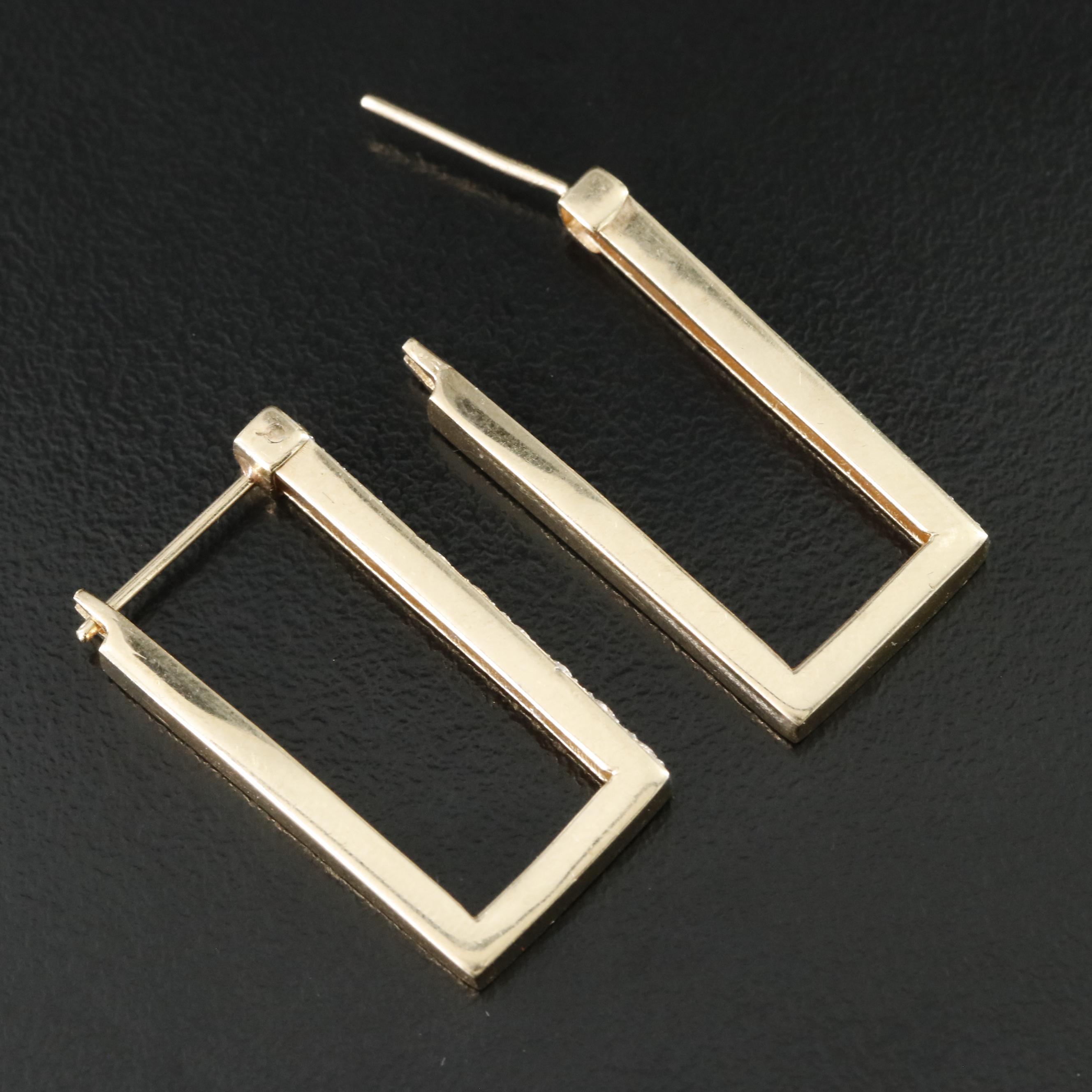 14K 0.75 CTW Diamond Rectangular Hoop Earrings
